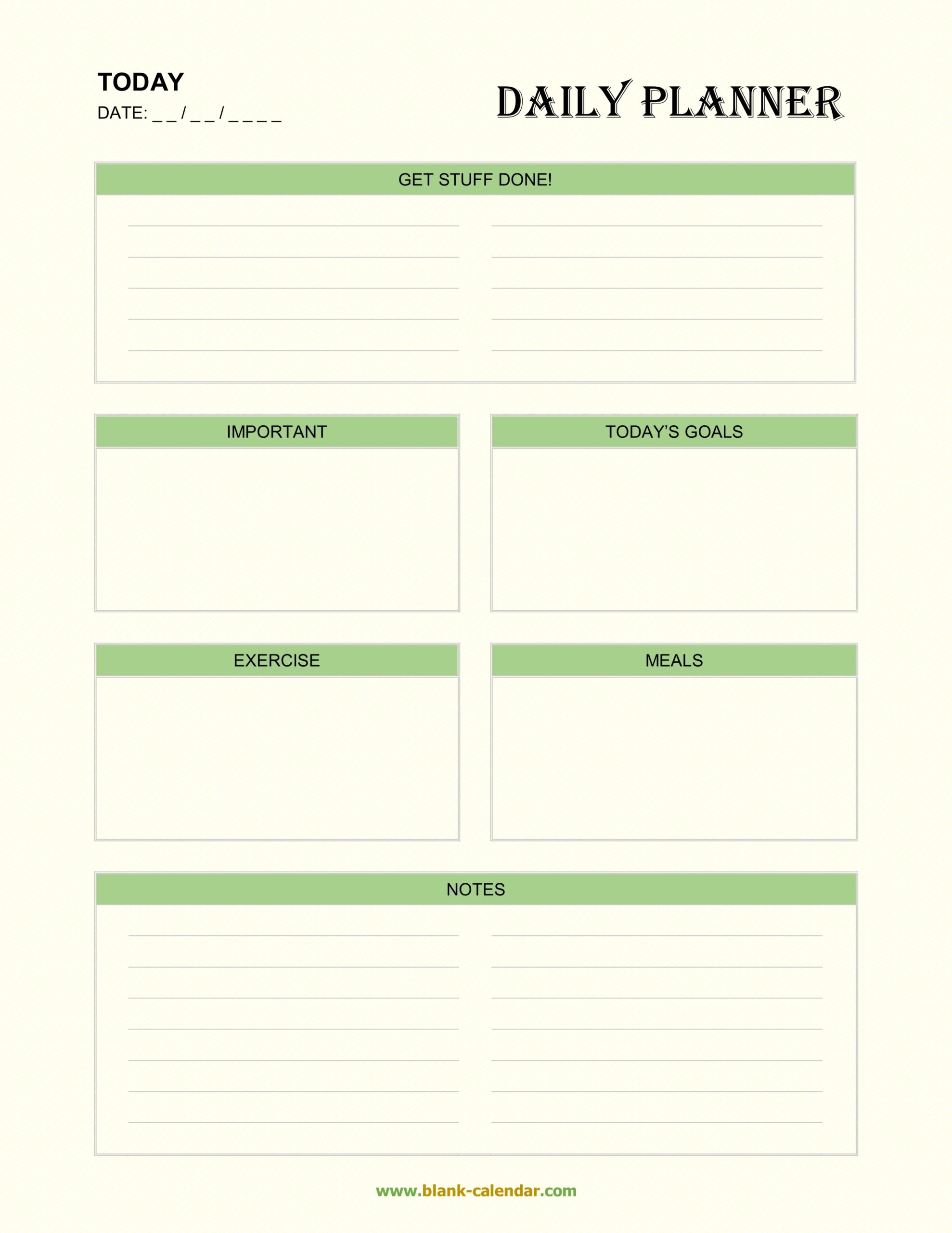 Printable Blank Daily Schedule Template
