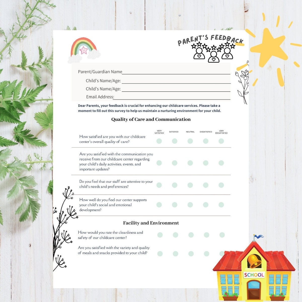 Printable Blank Survey Templates For Kindergarten