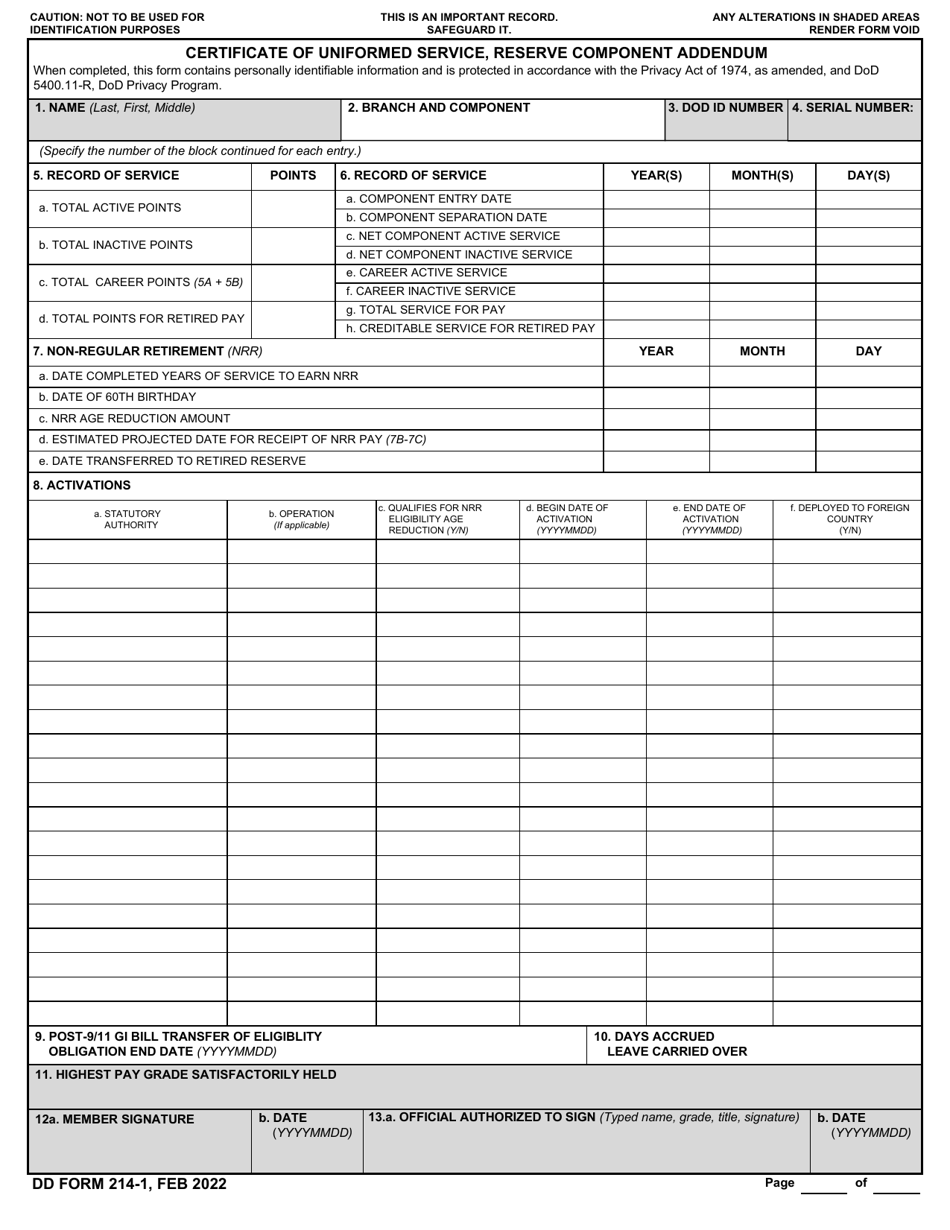 1967 Dd214 Blank Printable Form
