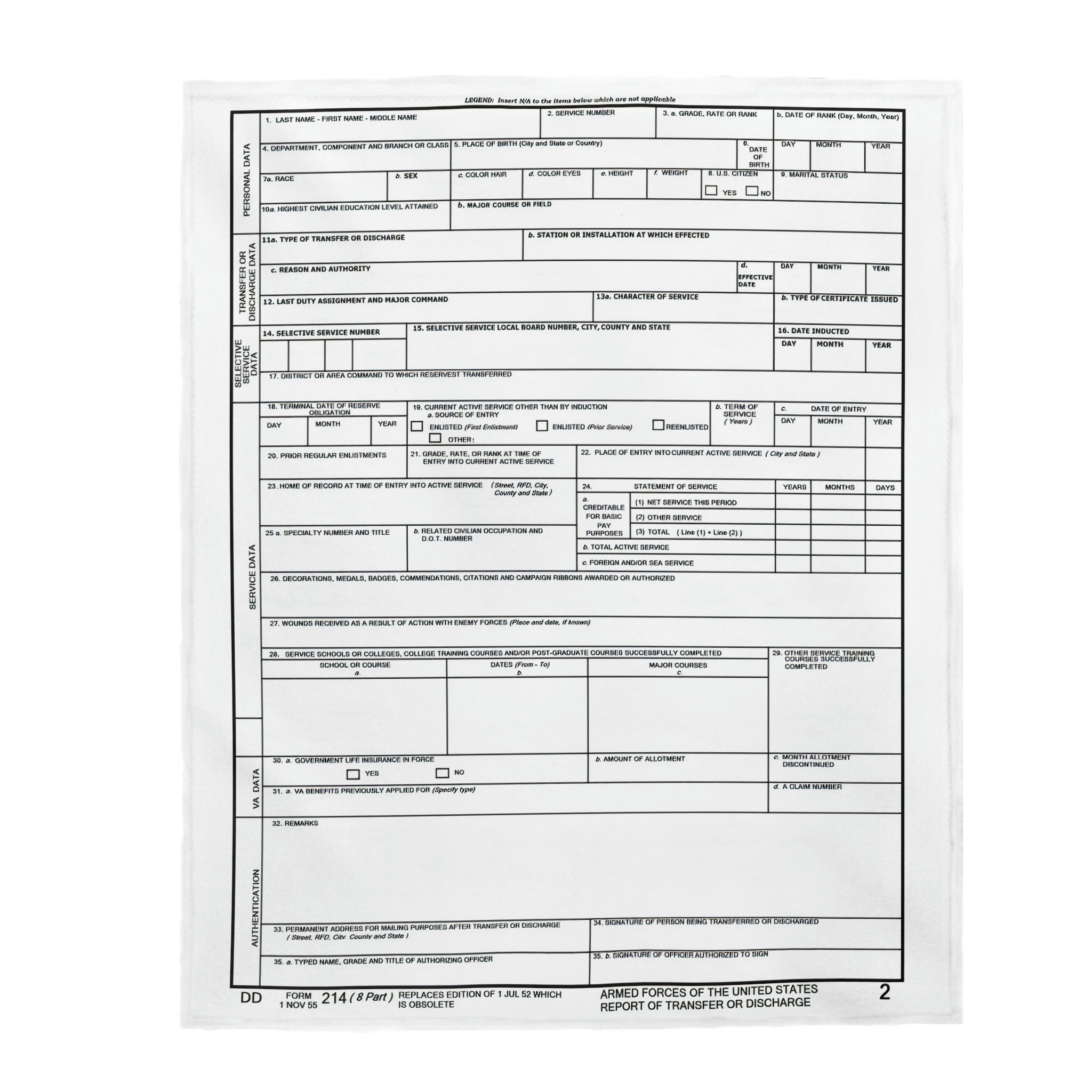 Printable Blank Dd214 Form