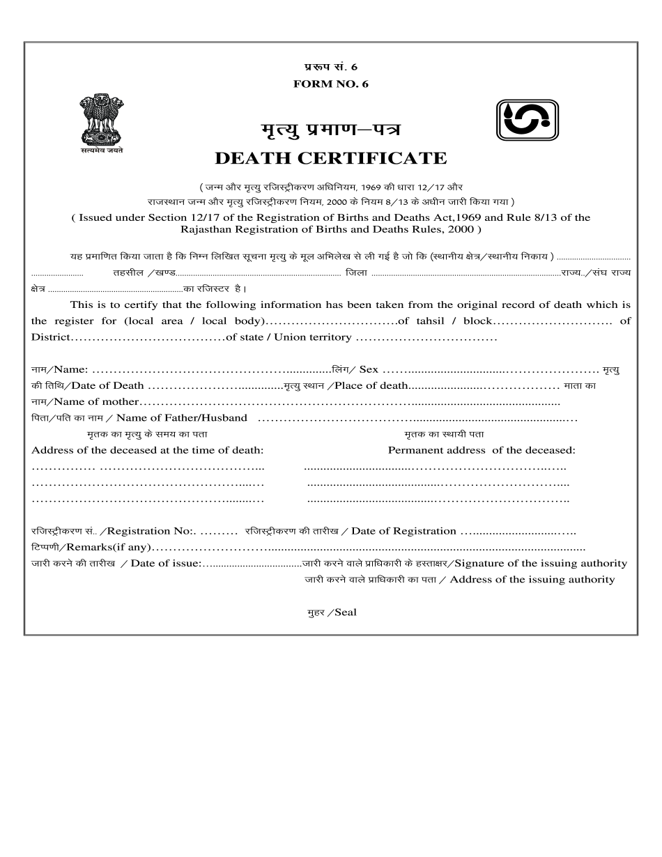 Death Certificate PDF Fill Edit Printable PDF Forms Online