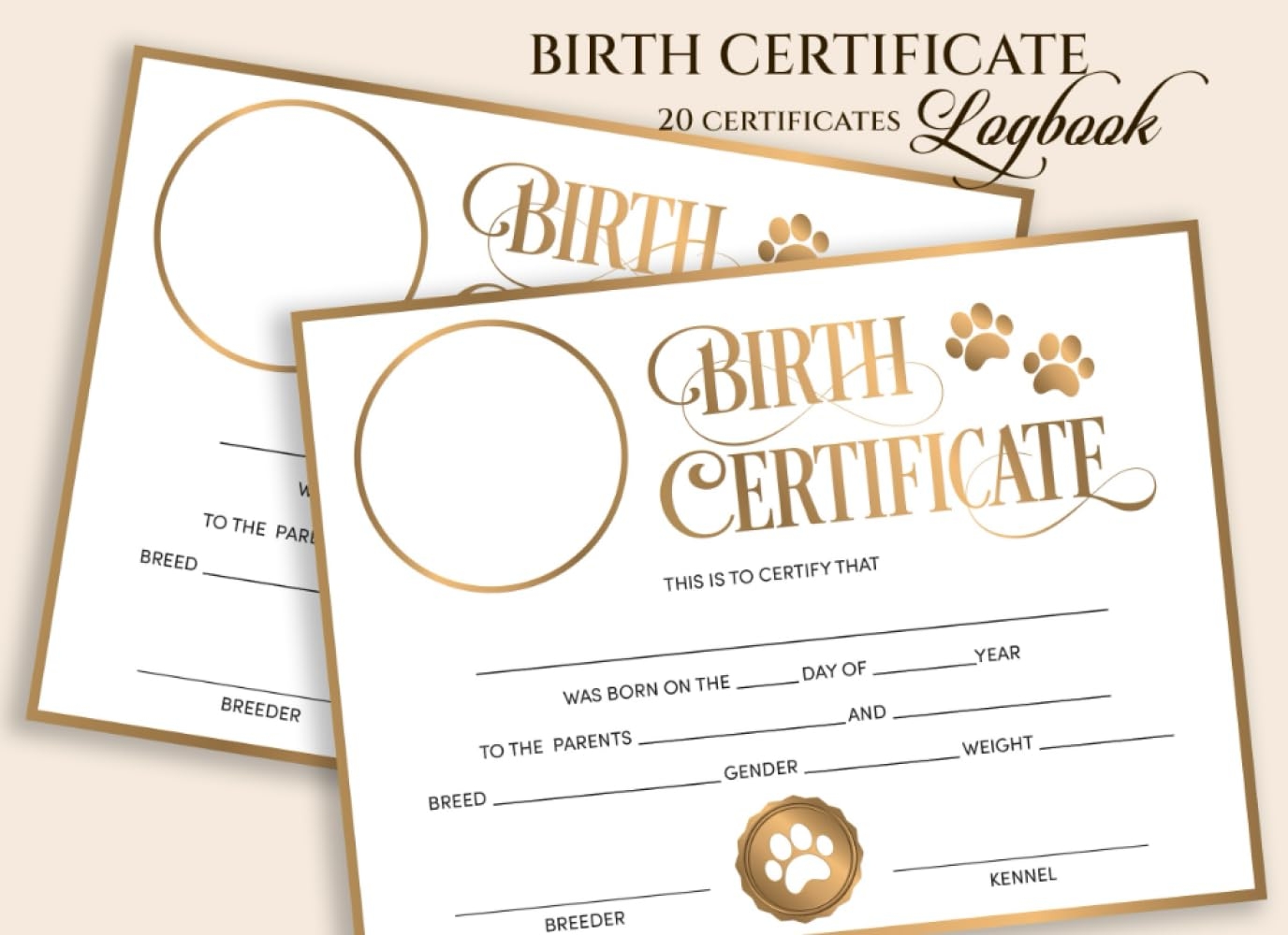 Printable Blank Puppy Birth Certificate