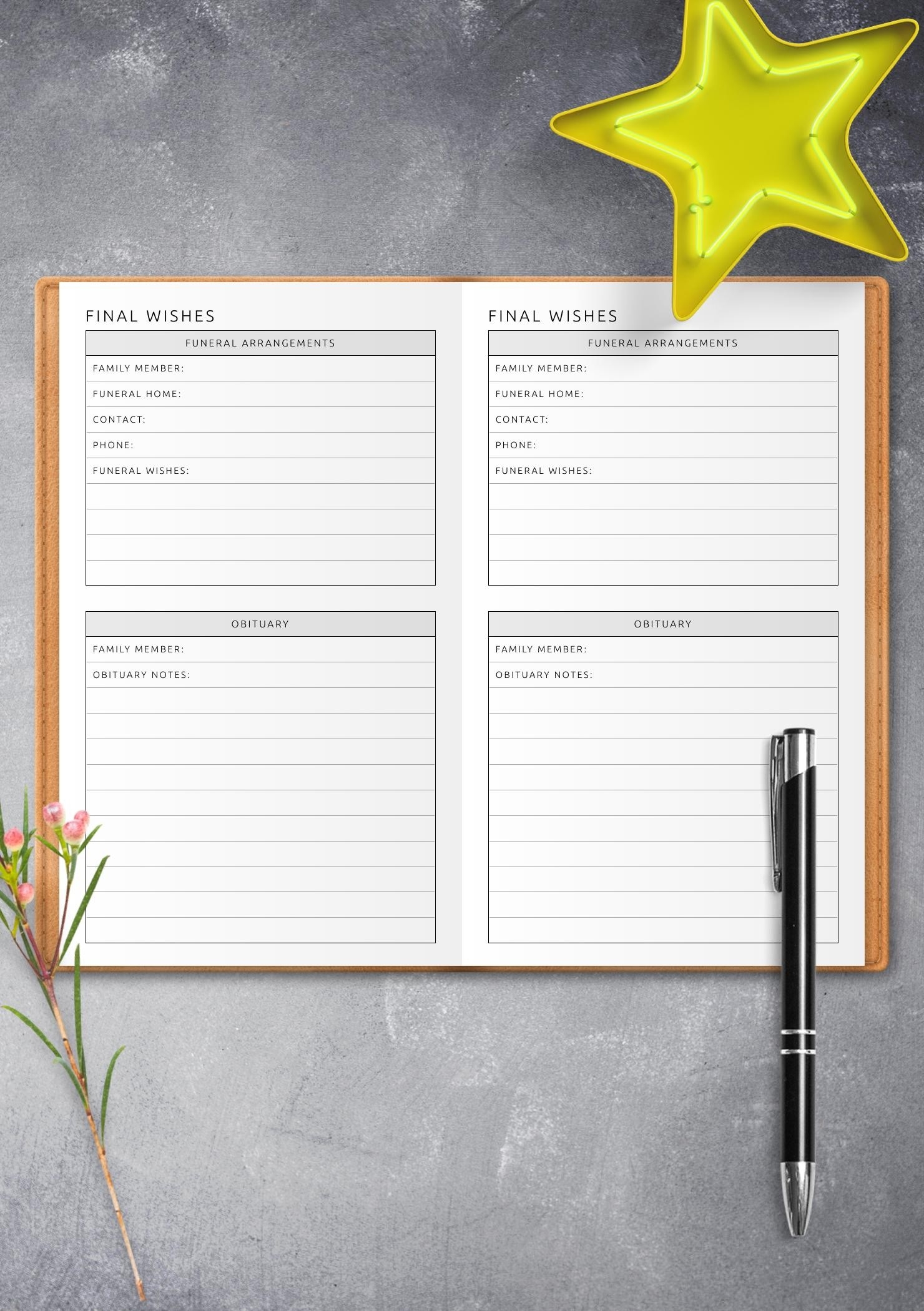 Download Printable Final Wishes Template PDF