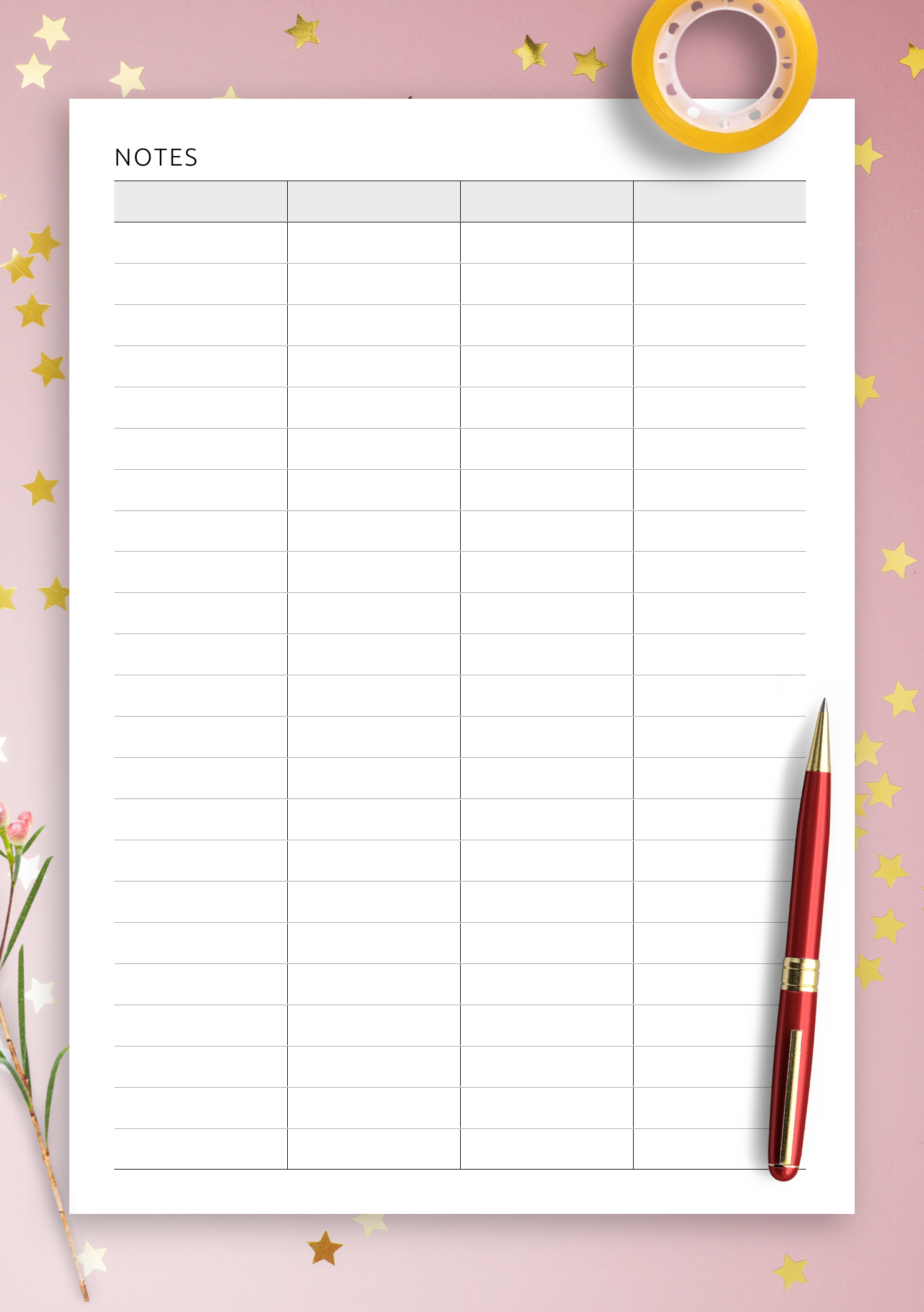 Blank Printable Colum Forms
