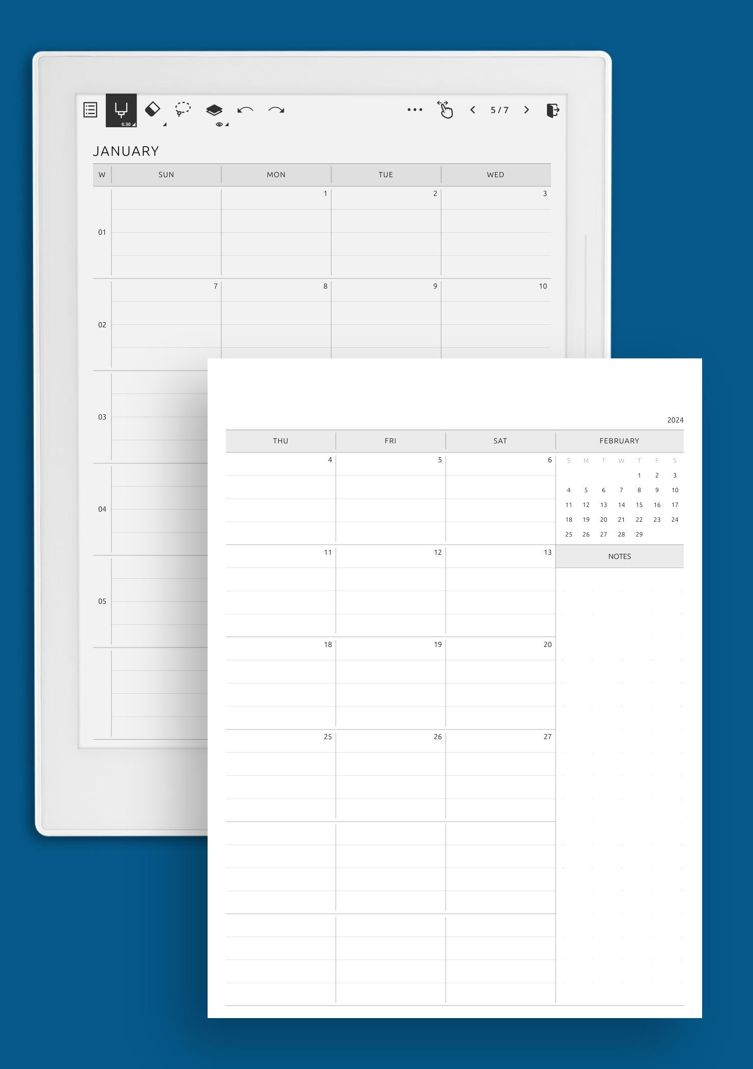 Download Printable Two Page Lined Monthly Calendar PDF Download Printable Two Page Lined Monthly Calendar PDF