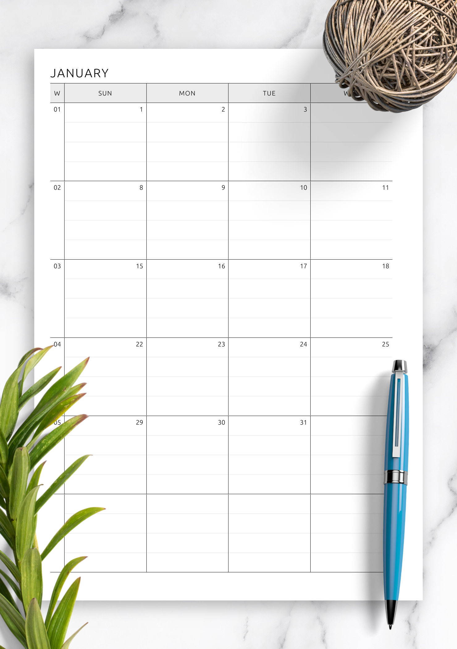 Download Printable Two Page Lined Monthly Calendar PDF Download Printable Two Page Lined Monthly Calendar PDF