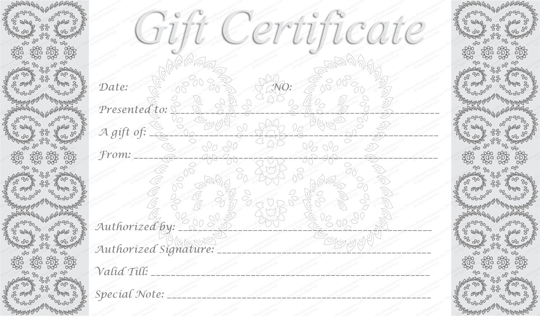 Blank Printable Gift Certificate Templates