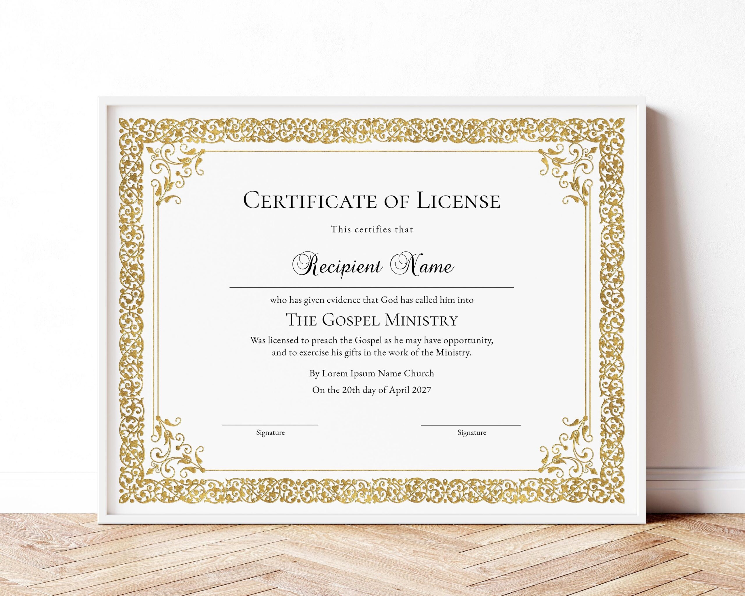 Editable Certificate Of License To Preach License Minister Certificate Of Minister License Printable Certificate Template Download Jet222 Etsy