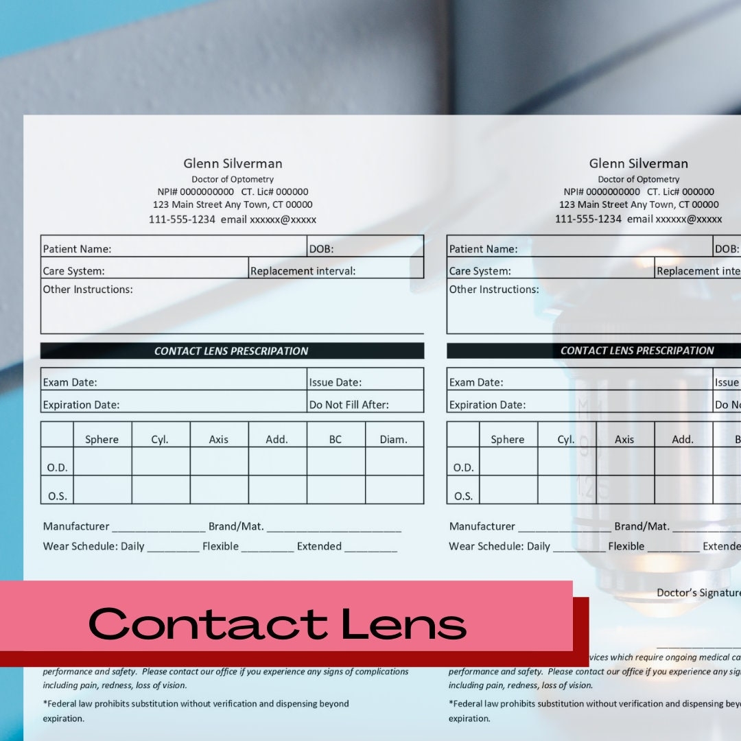 Free Printable Eyeglass Prescription Blank Form