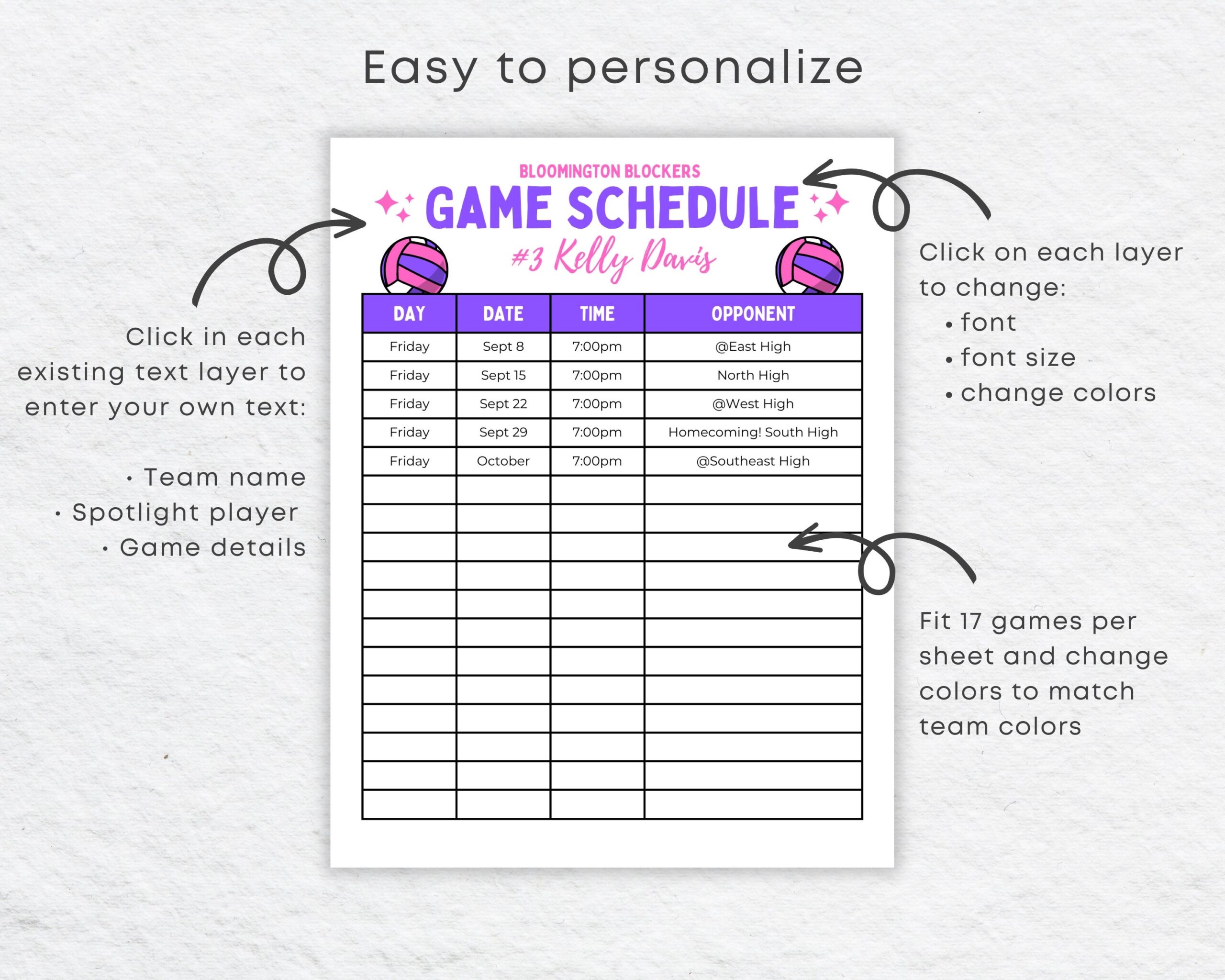 Editable Volleyball Schedule Template DIY Practice Or Game Calendar Printable Etsy Editable Volleyball Schedule Template DIY Practice Or Game Calendar Printable Etsy