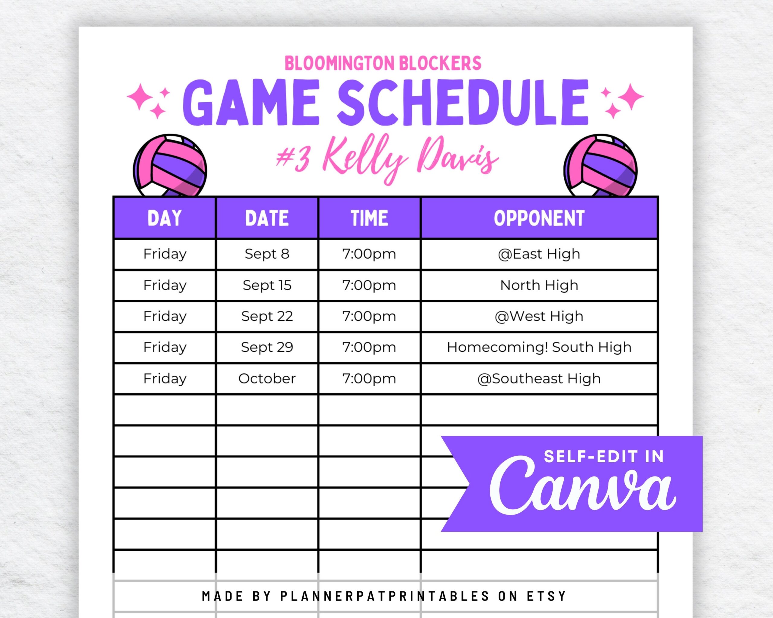 Editable Volleyball Schedule Template DIY Practice Or Game Calendar Printable Etsy Editable Volleyball Schedule Template DIY Practice Or Game Calendar Printable Etsy