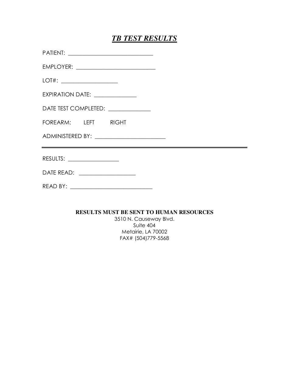 Employment Blank Printable Tb Skin Test Form Printable