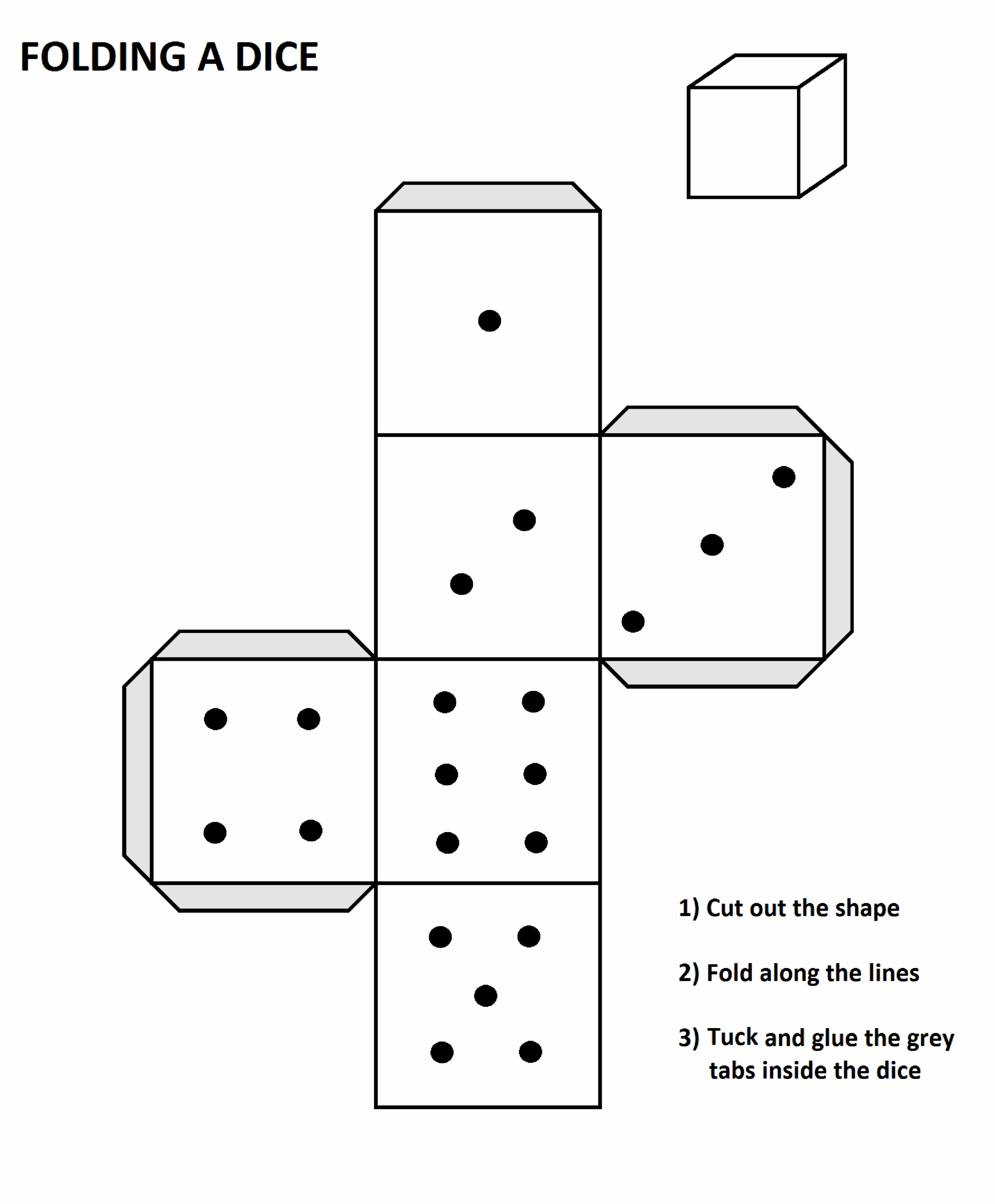 Folded Dice Template Templates At Allbusinesstemplates