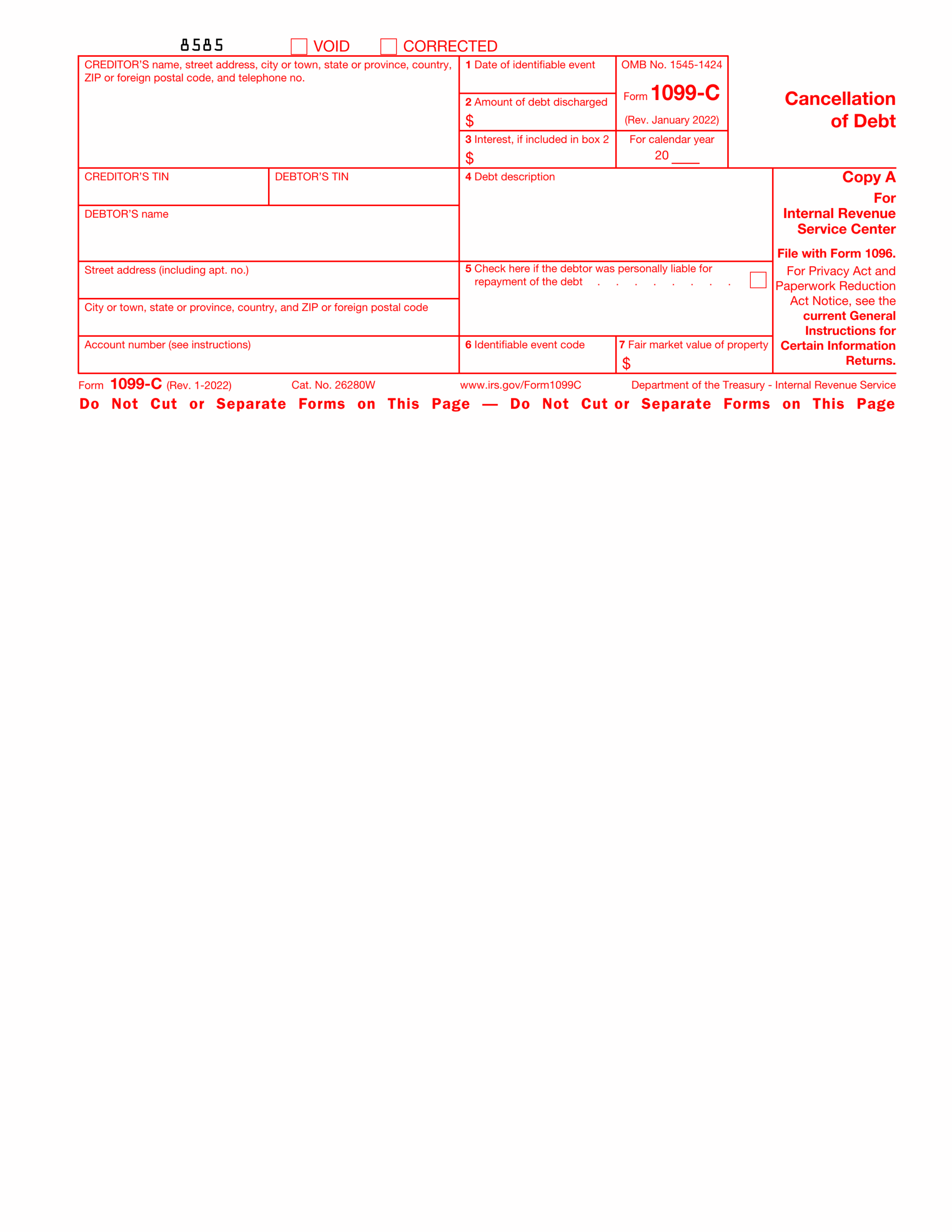 Free Printable Blank 1099 Form 2025