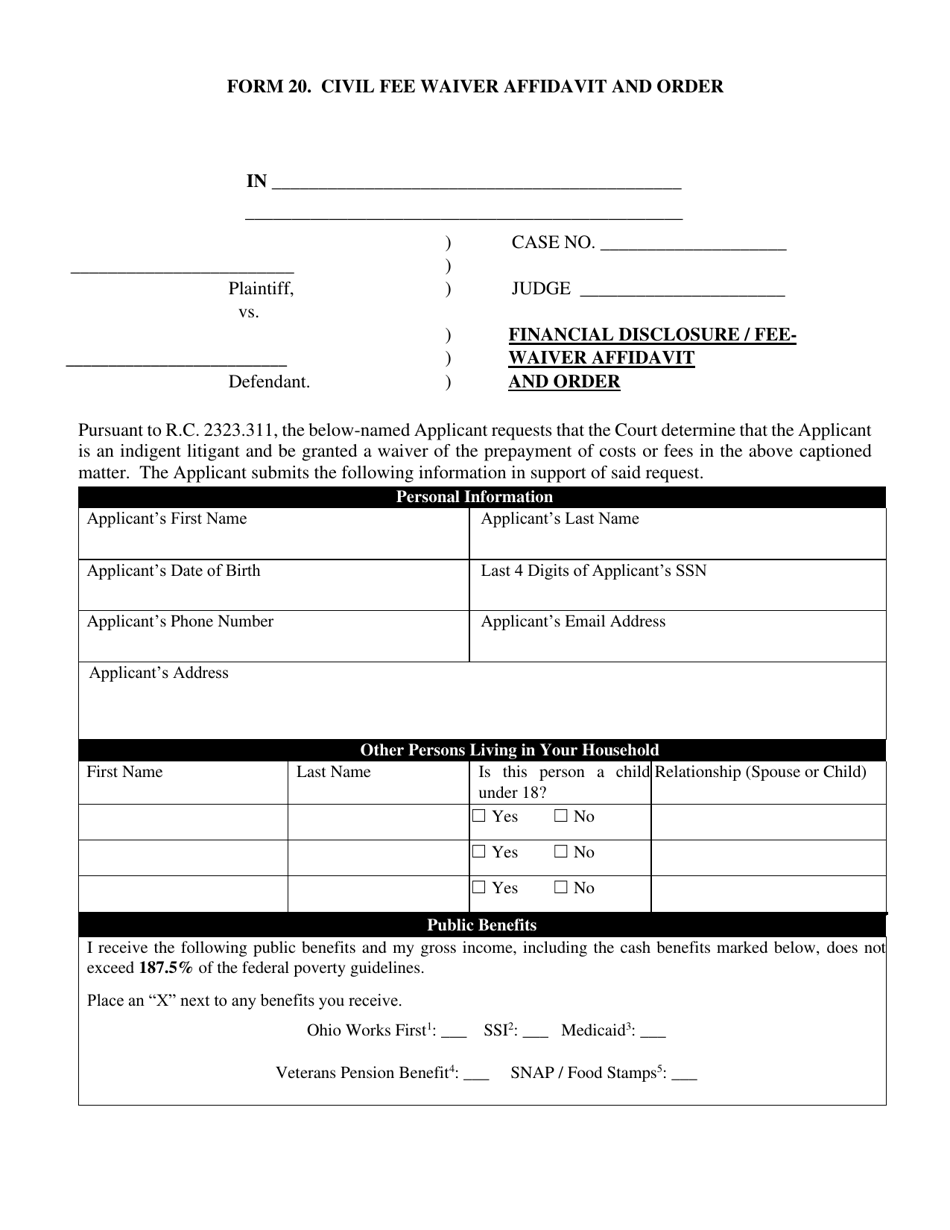 Blank Printable Form I 20