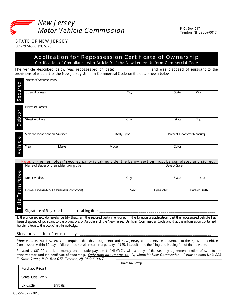 Form OS SS 57 Fill Out Sign Online And Download Fillable PDF New Jersey Templateroller