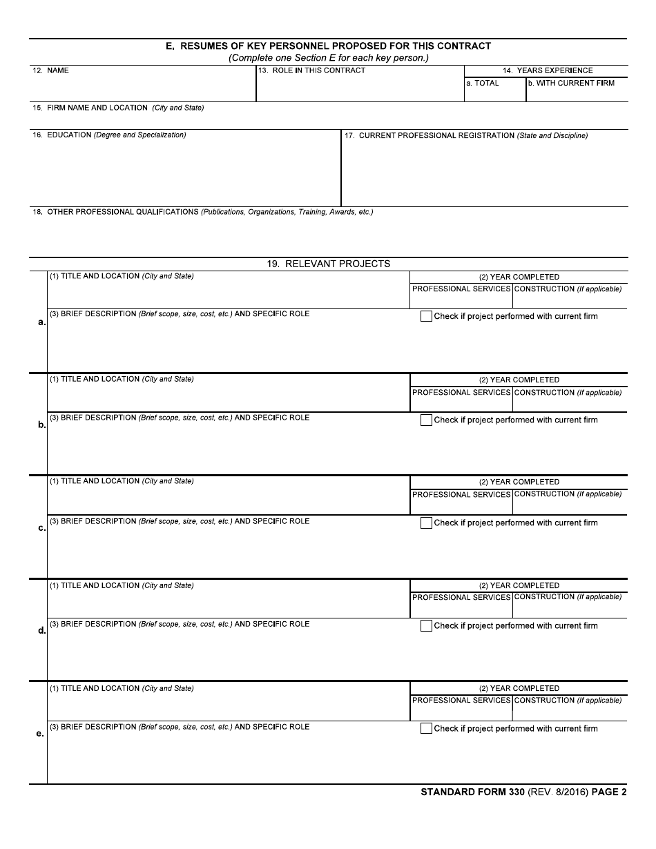 Form SF 330 Schedule E Fill Out Sign Online And Download Fillable PDF Templateroller