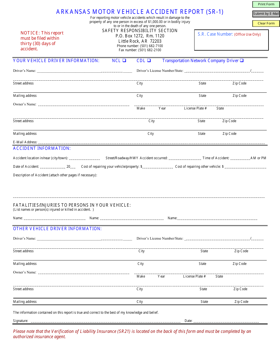 Form SR 1 Fill Out Sign Online And Download Fillable PDF Arkansas Templateroller