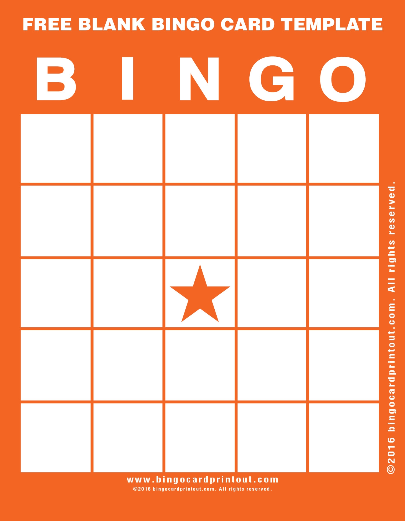 Blank Bingo Board Printable Free