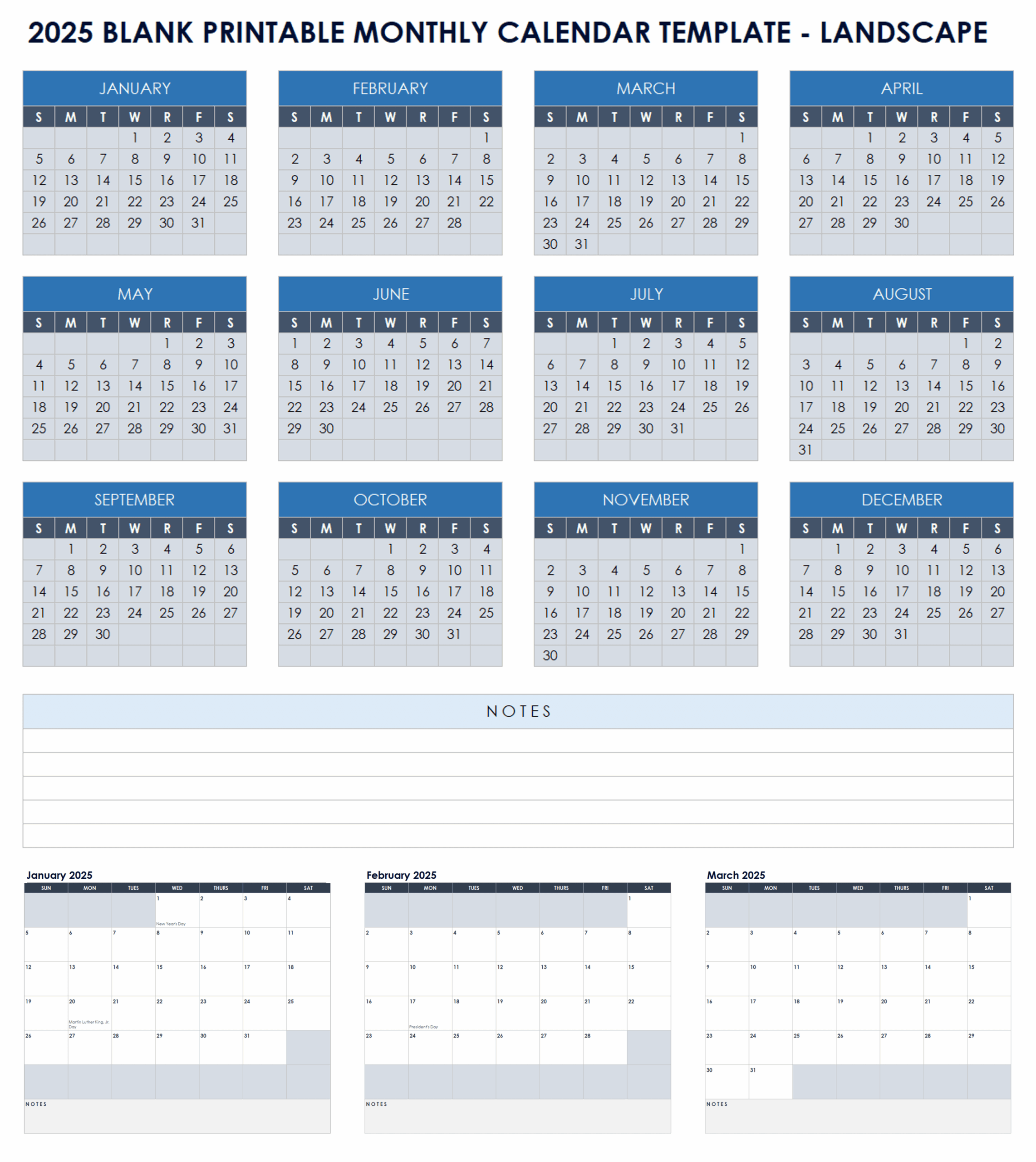 Blank Monthly Printable Calendar