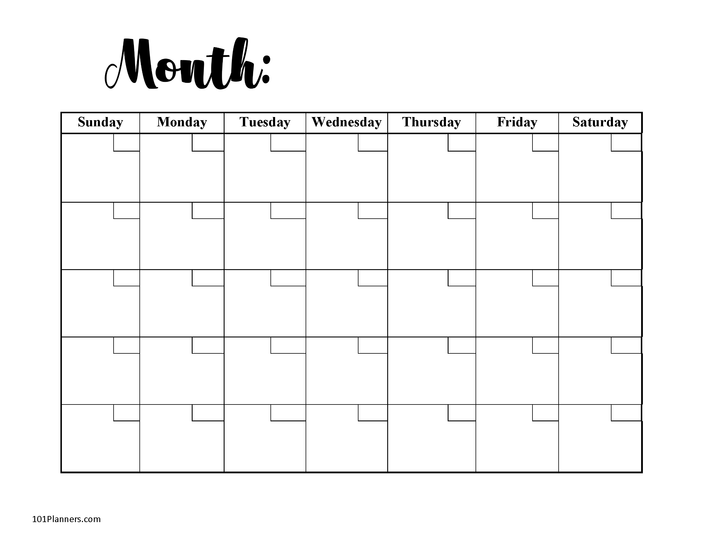 Blank Calendars For Practice Schedules Printable