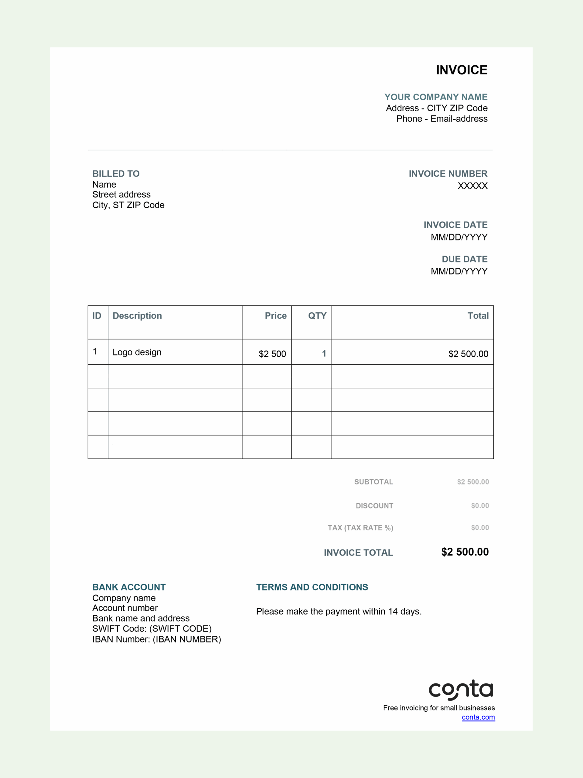 Printable Blank Invoice Forms