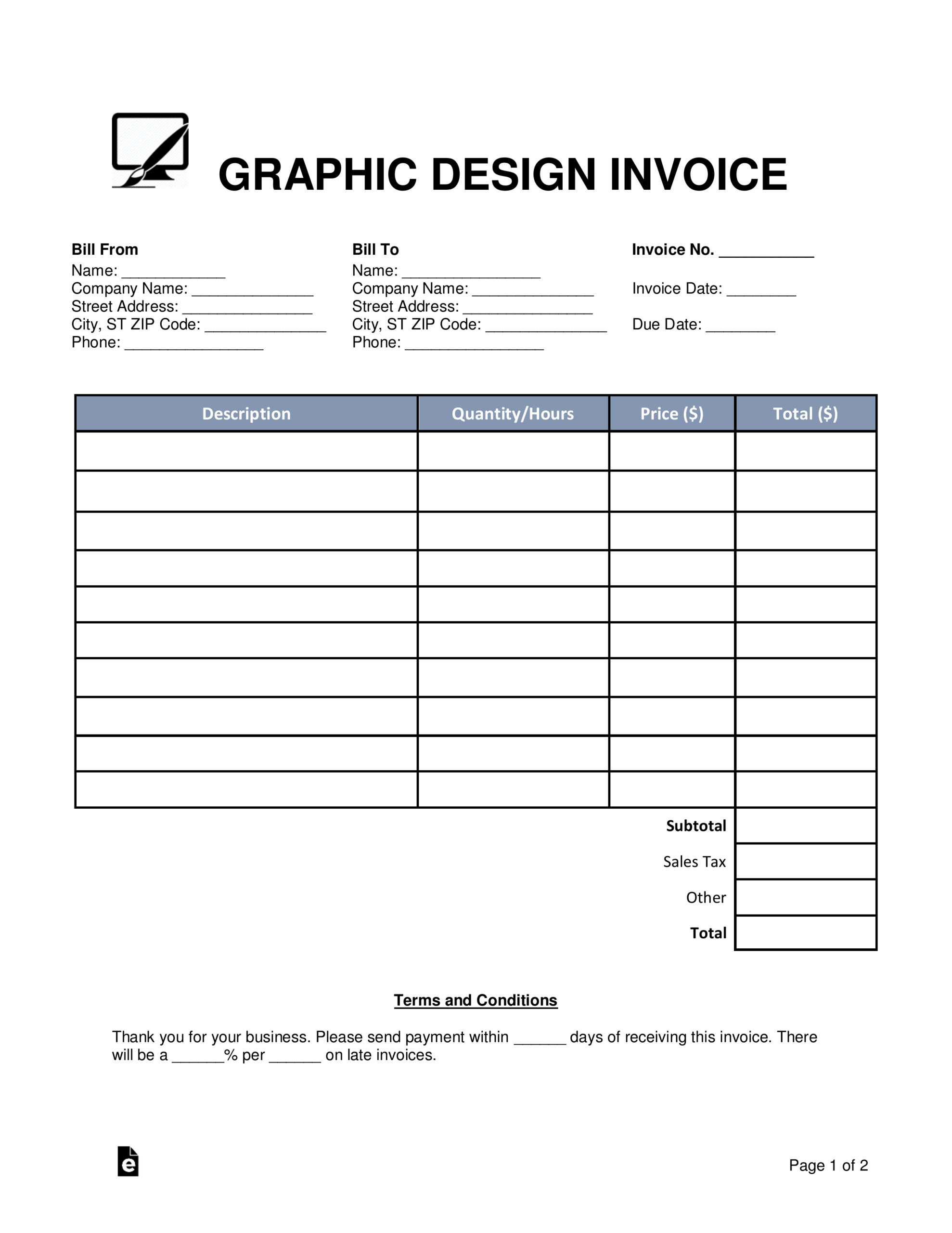 Free Printable Blank Invoice Form