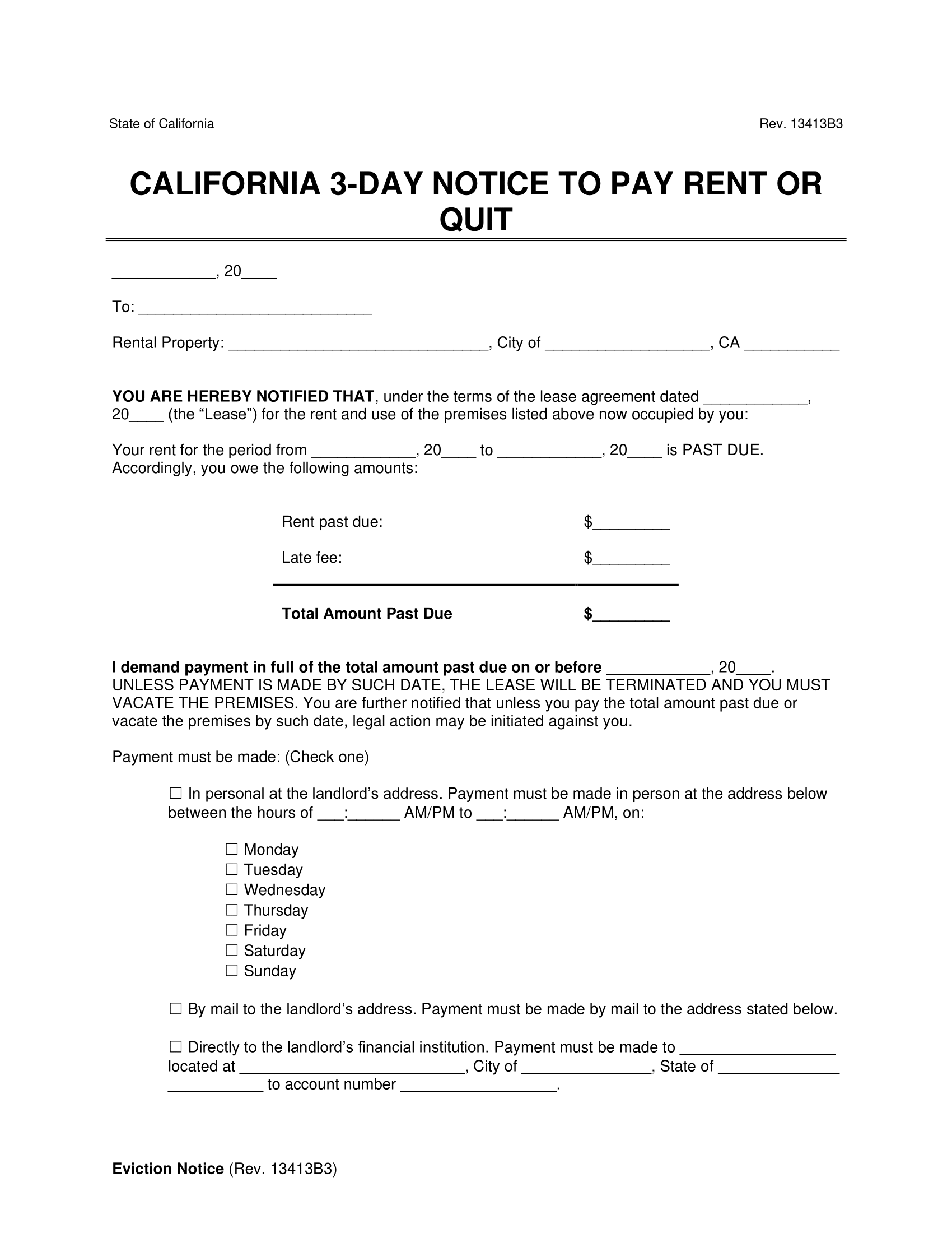 Free California Eviction Notice Forms 3 14 30 60 Day California Eviction Templates