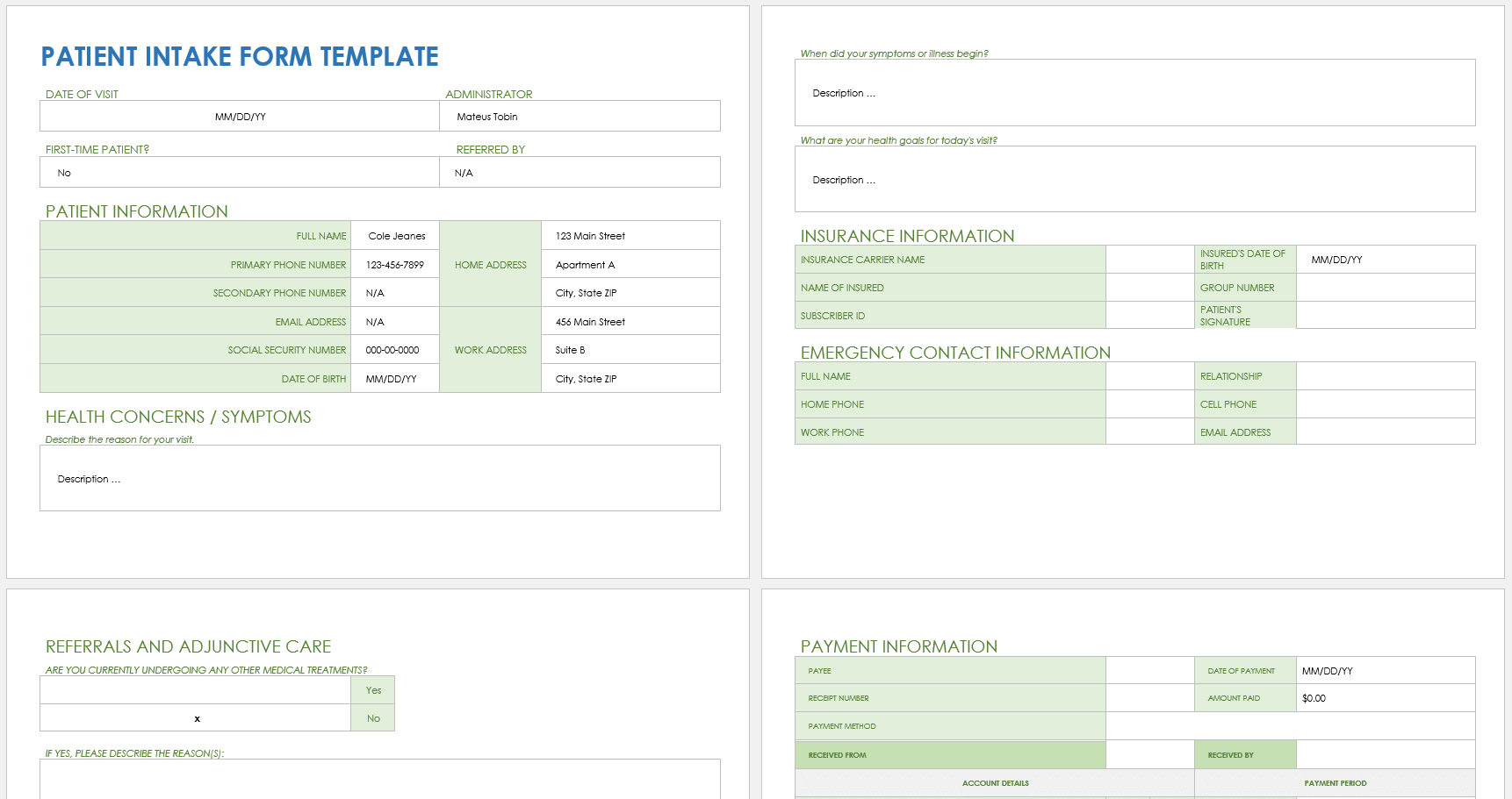 Printable Blank Medical Forms For Intake