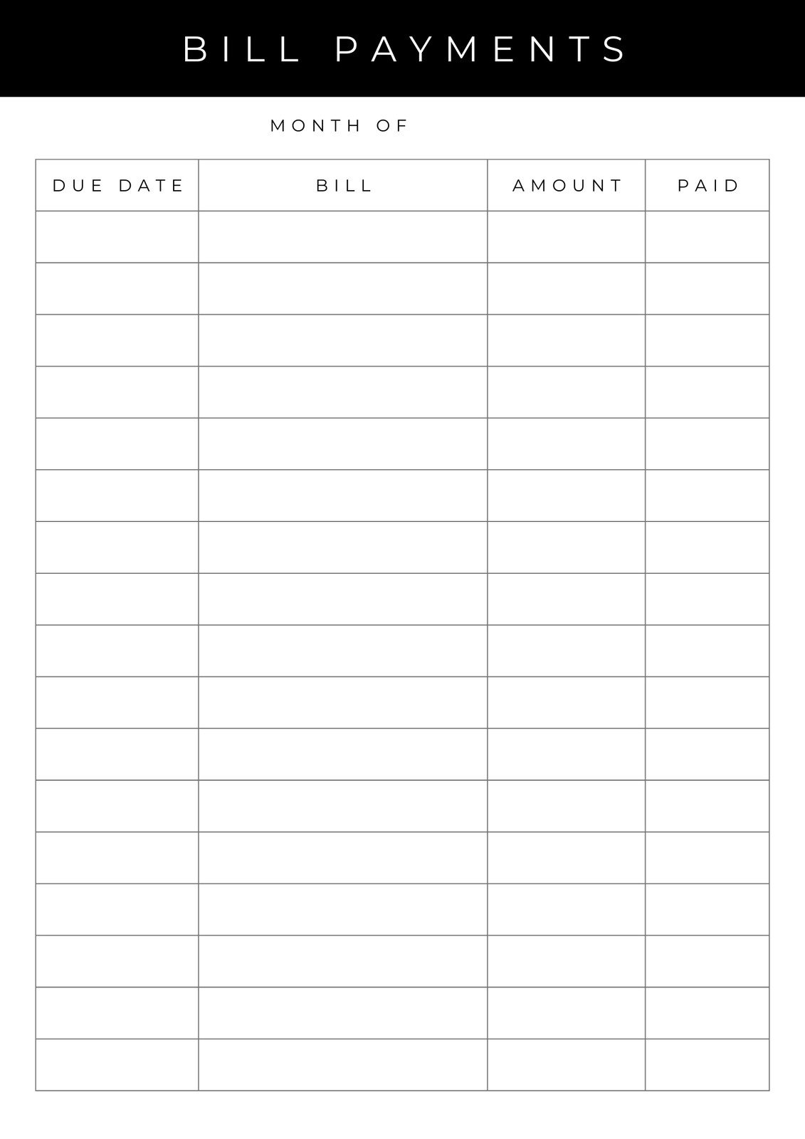 Blank Printable Simple Monthly Budget Template Blank Printable Simple Monthly Budget Template