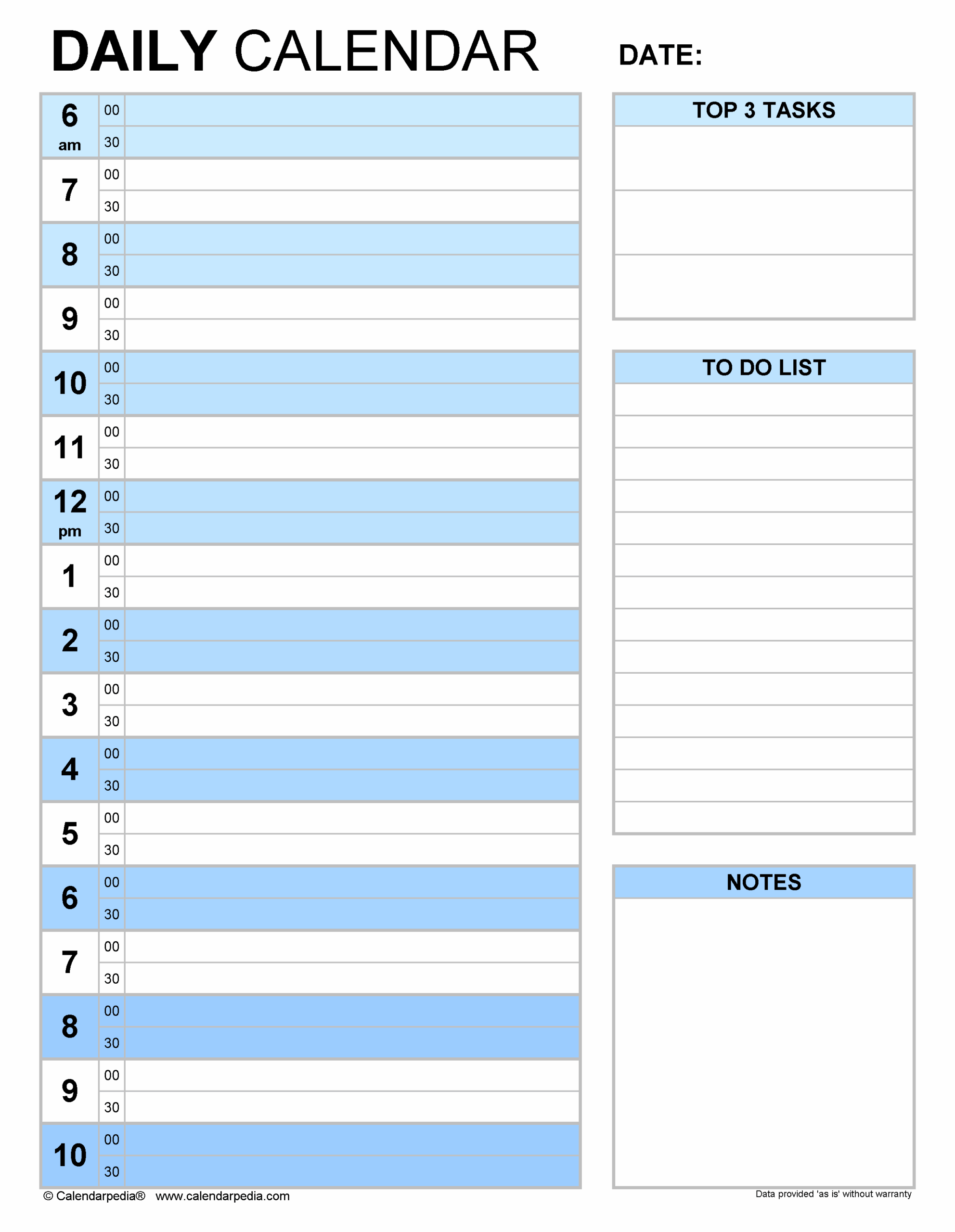 Printable Blank Daily Calendar With Times Printable Blank Daily Calendar With Times