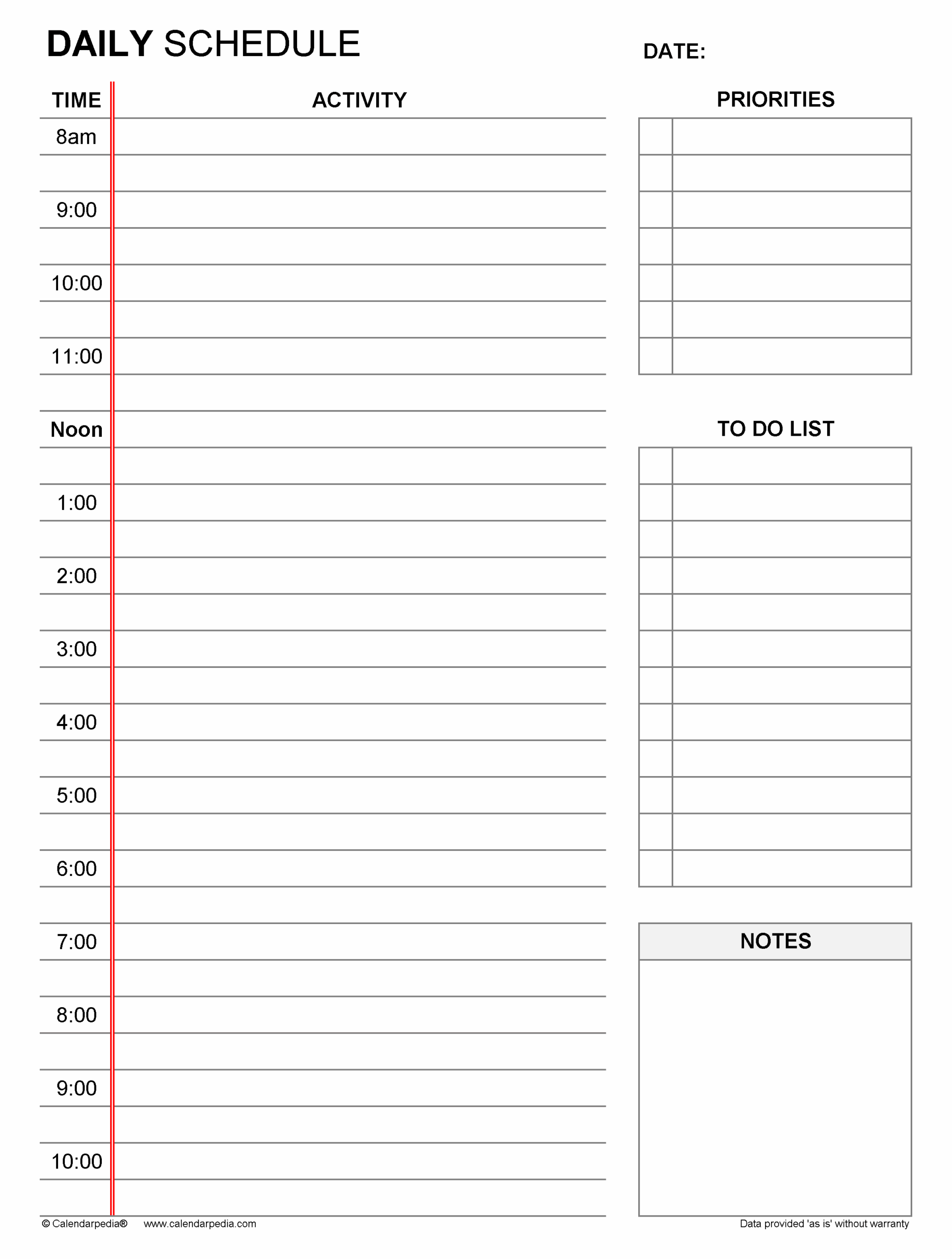 Free Daily Schedules In PDF Format 30 Templates Free Daily Schedules In PDF Format 30 Templates