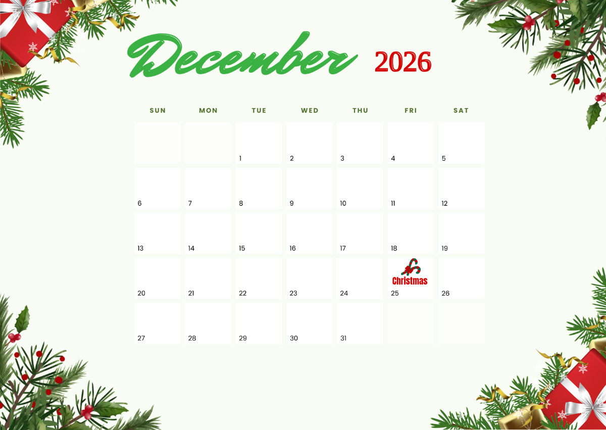 Free December 2026 Advent Calendar Template To Edit Online