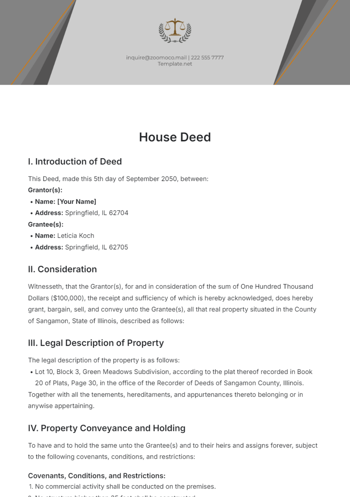 Free Deed Templates Editable And Printable
