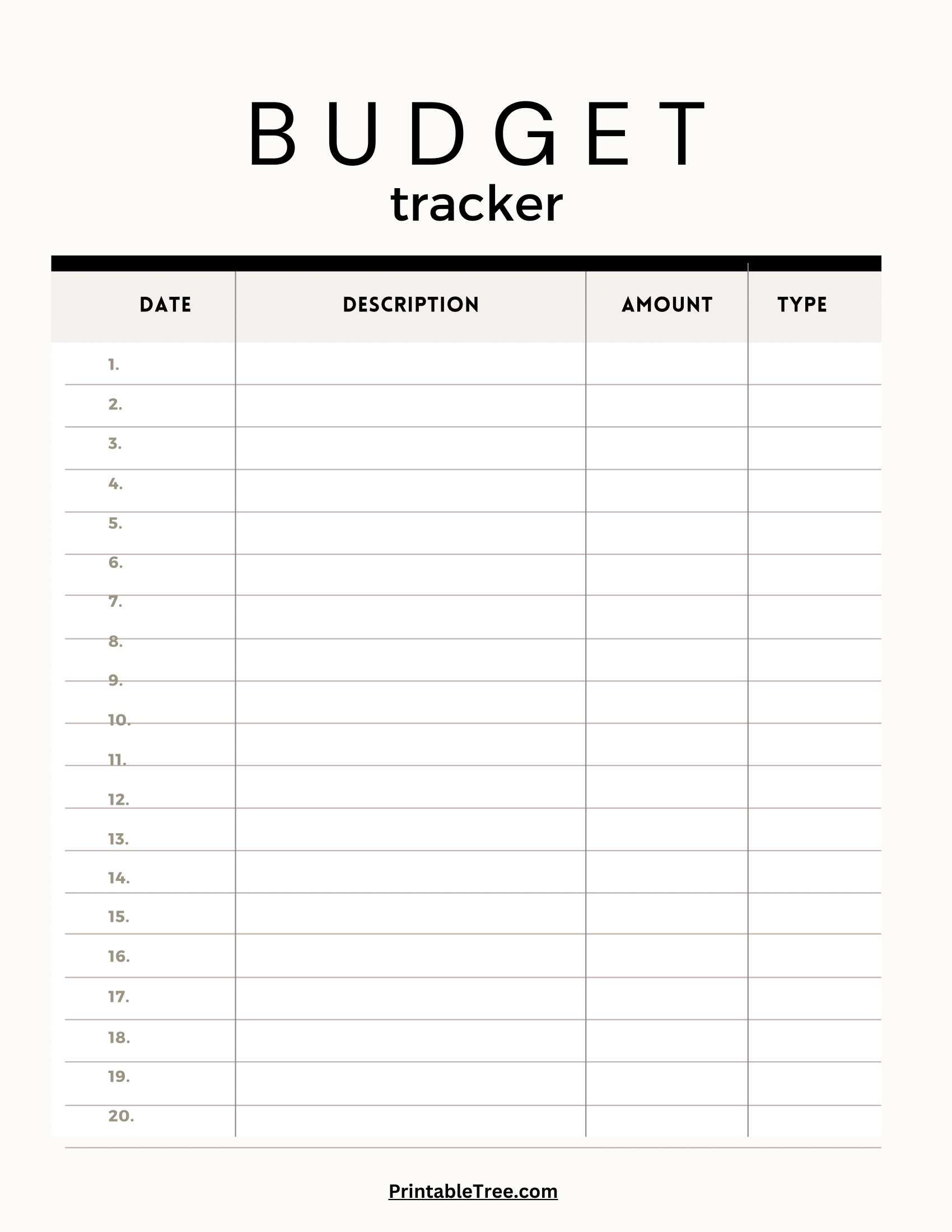 Blank Printable Annual Budget Form