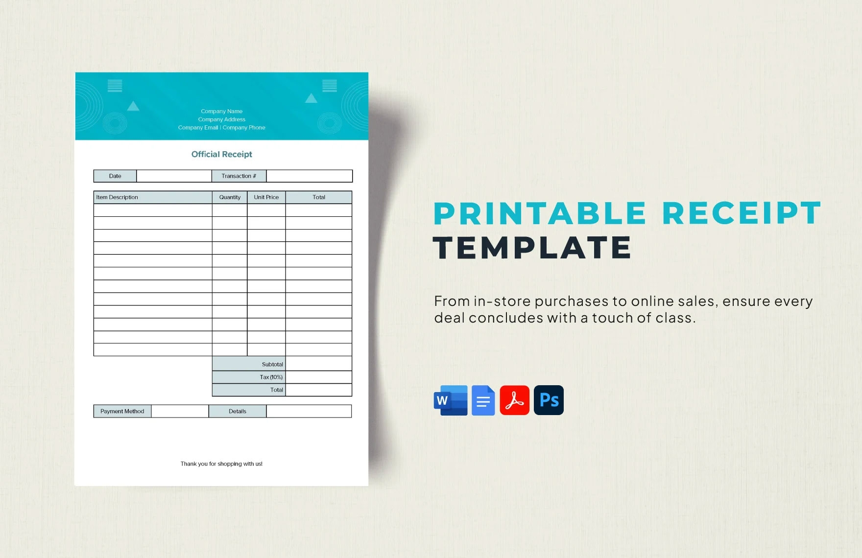 Free Editable Receipt Templates In Google Docs To Download