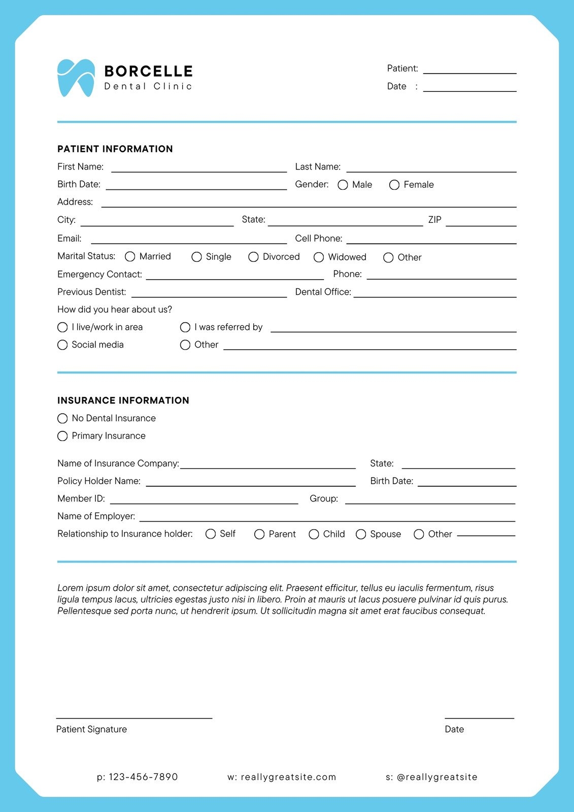 Blank Registration Forms Printable
