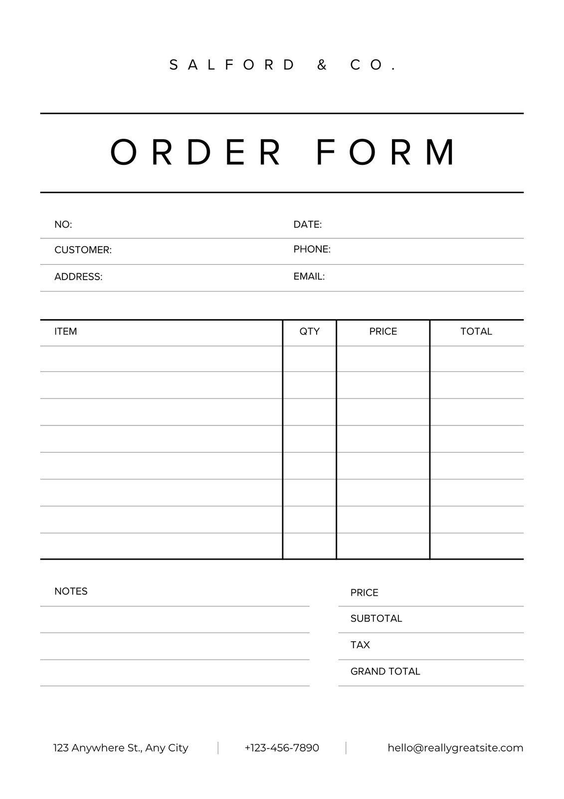 Printable Blank Entry Form Template