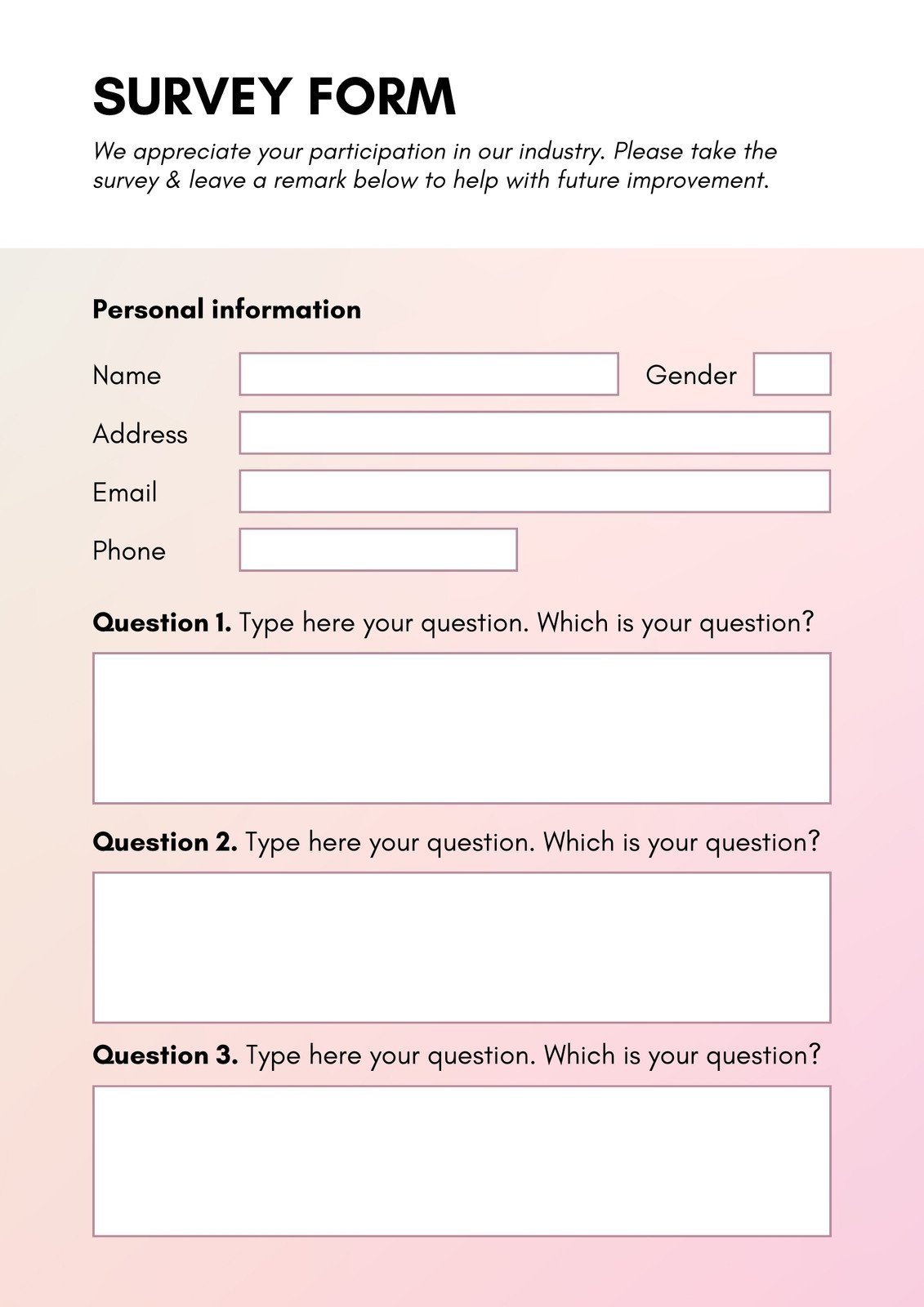 Blank Editable Form Free Printable