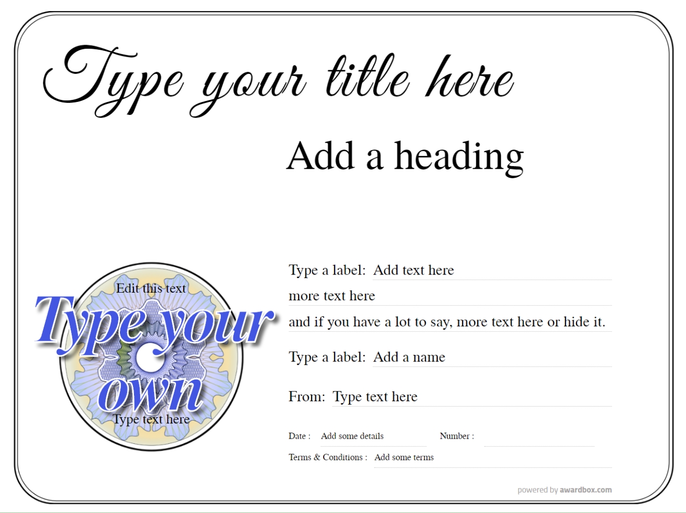 Printable Blank Gift Certificate Templates