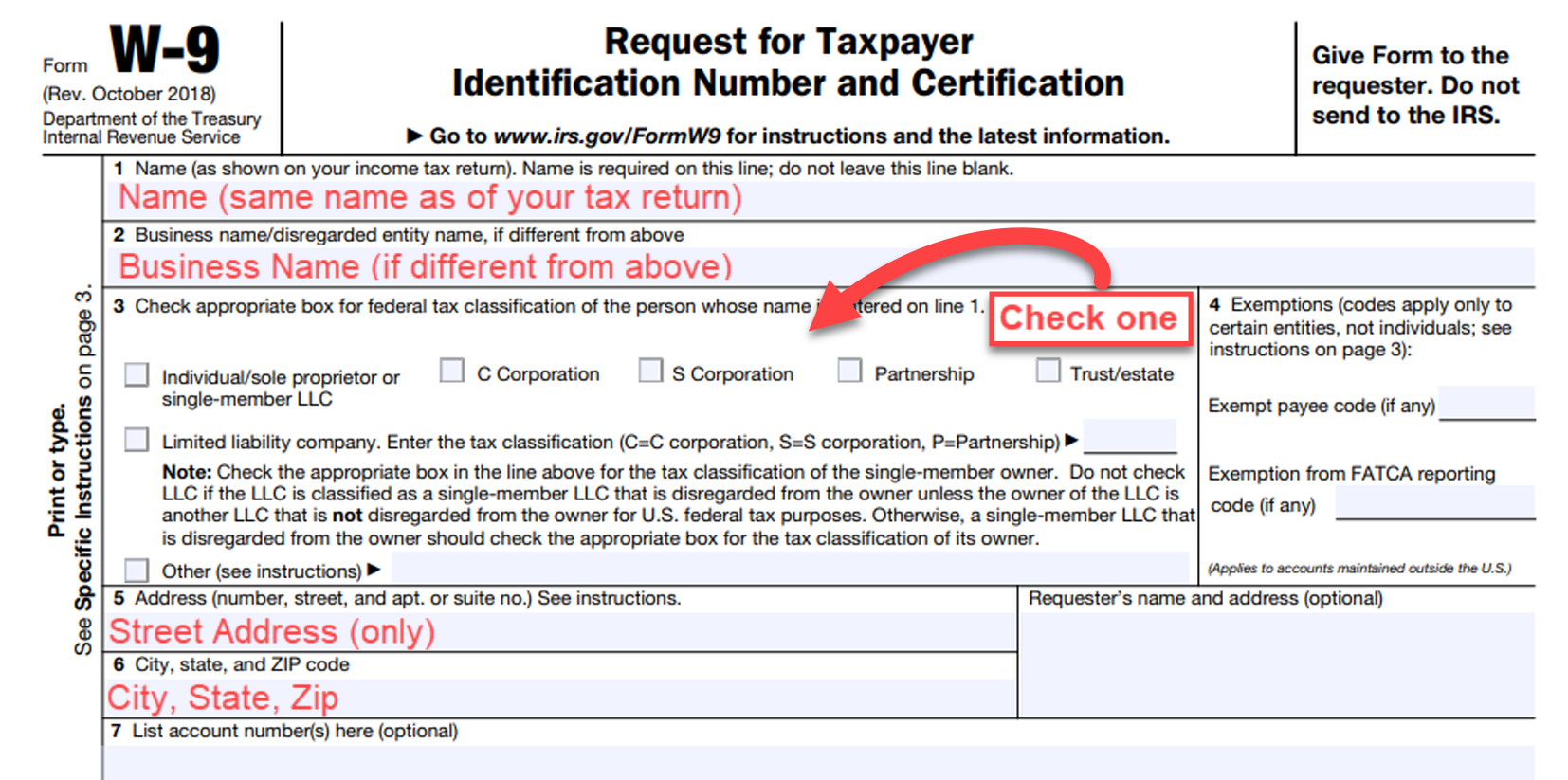 W-9 Blank Printable Form