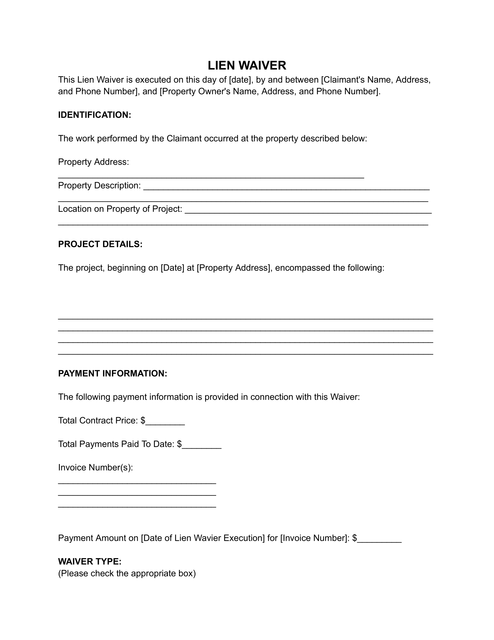 Printable Blank Mechanics Lien Form