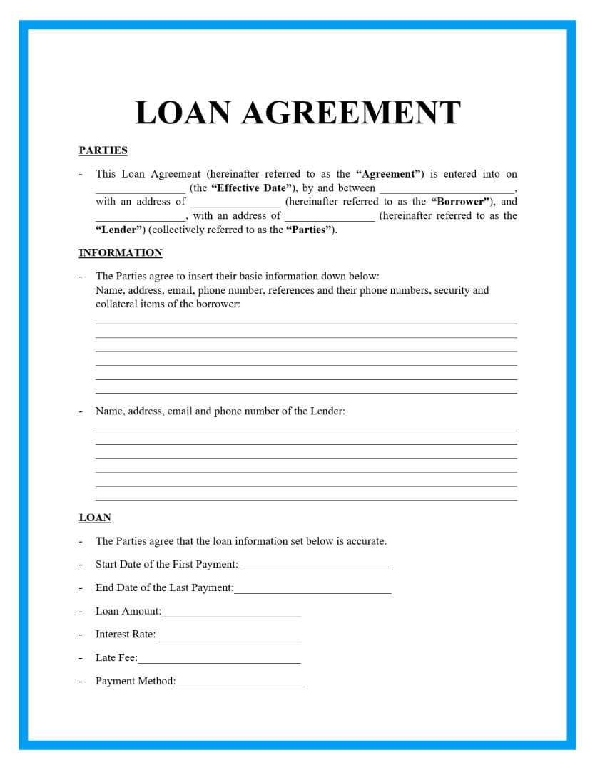 Free Loan Agreement Templates And Sample Free Loan Agreement Templates And Sample