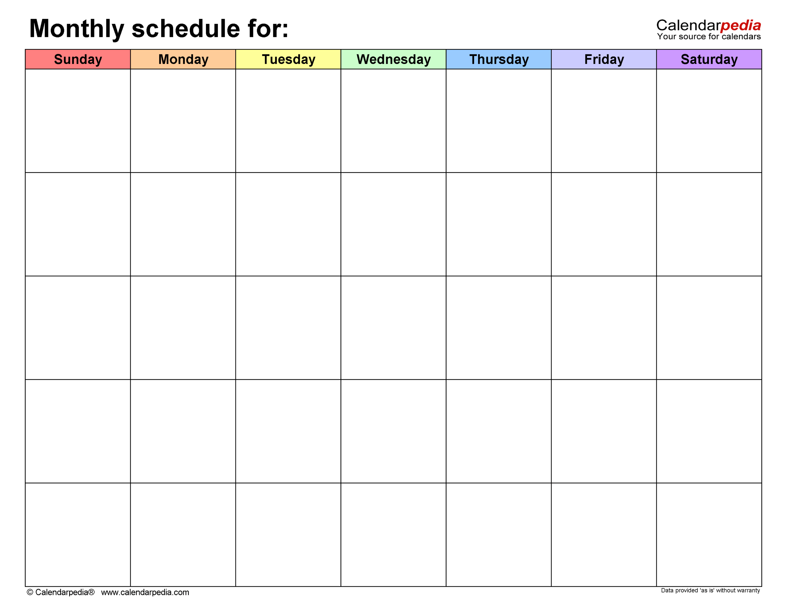 Blank Work Schedule Calendar Printable
