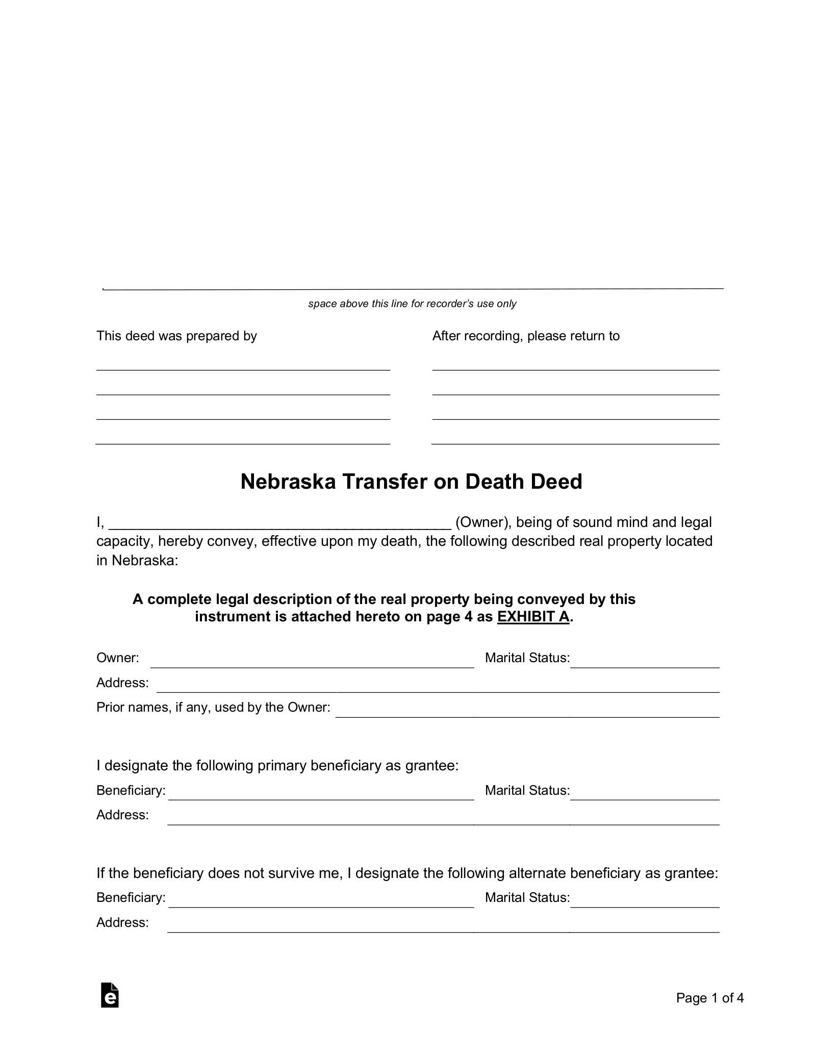Printable Blank Death Certificate Nebraska