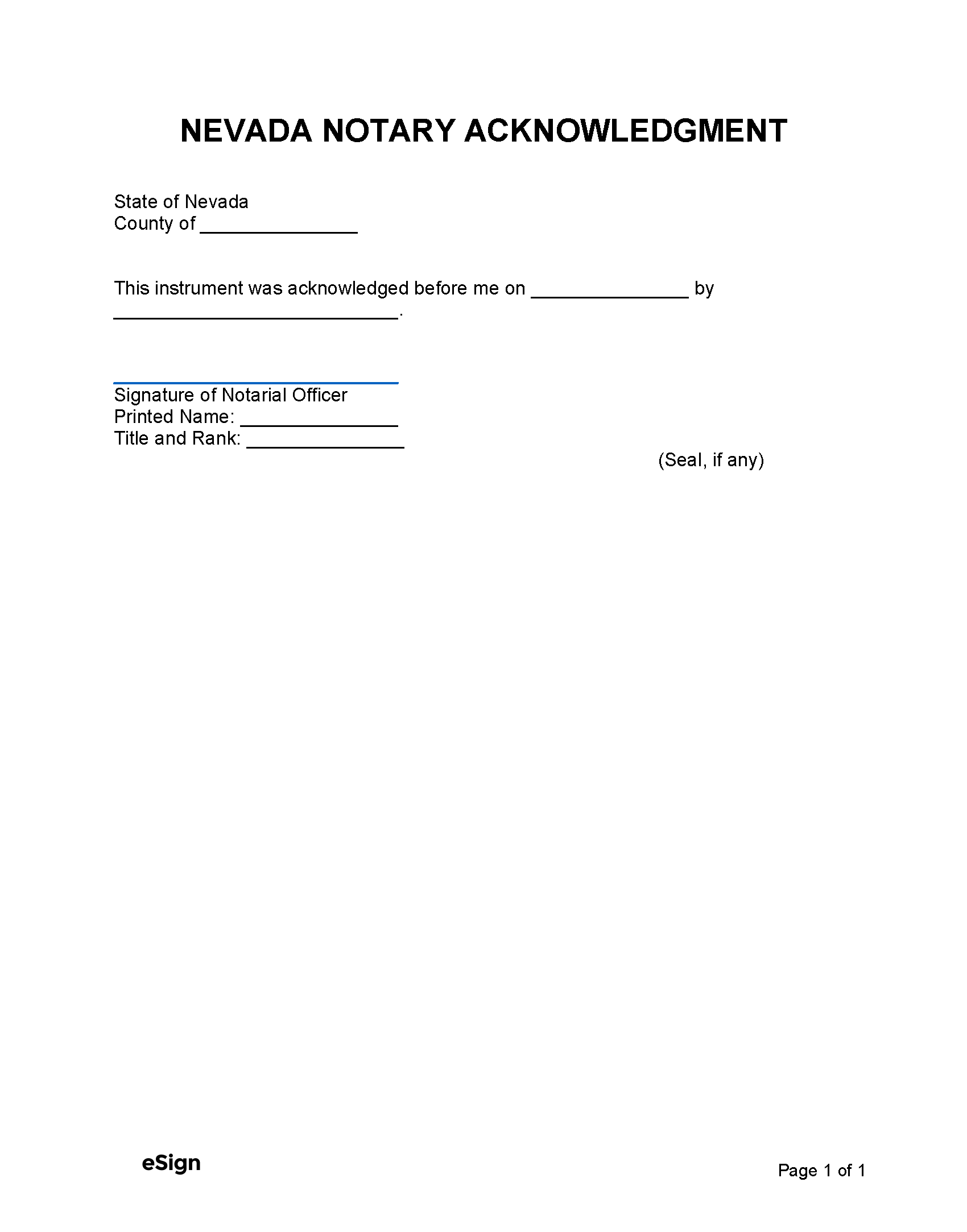 Printable Blank Notary Form
