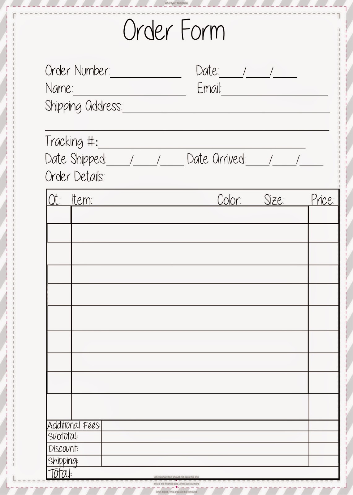 Printable Blank Order Forms