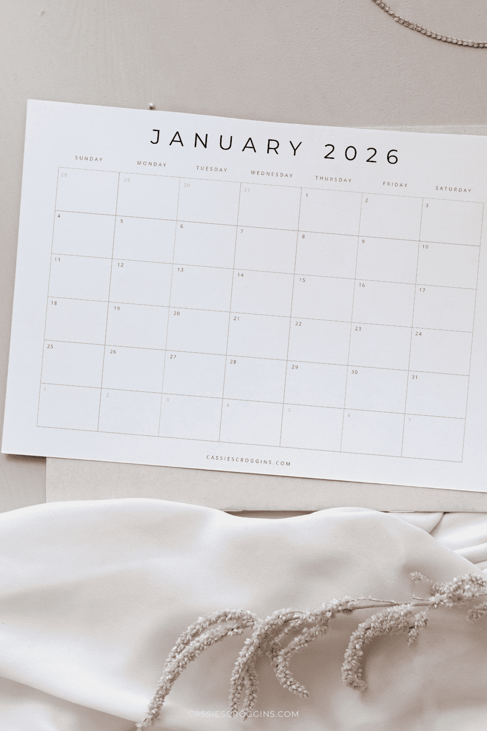 2026 Blank Printable Calendar Word