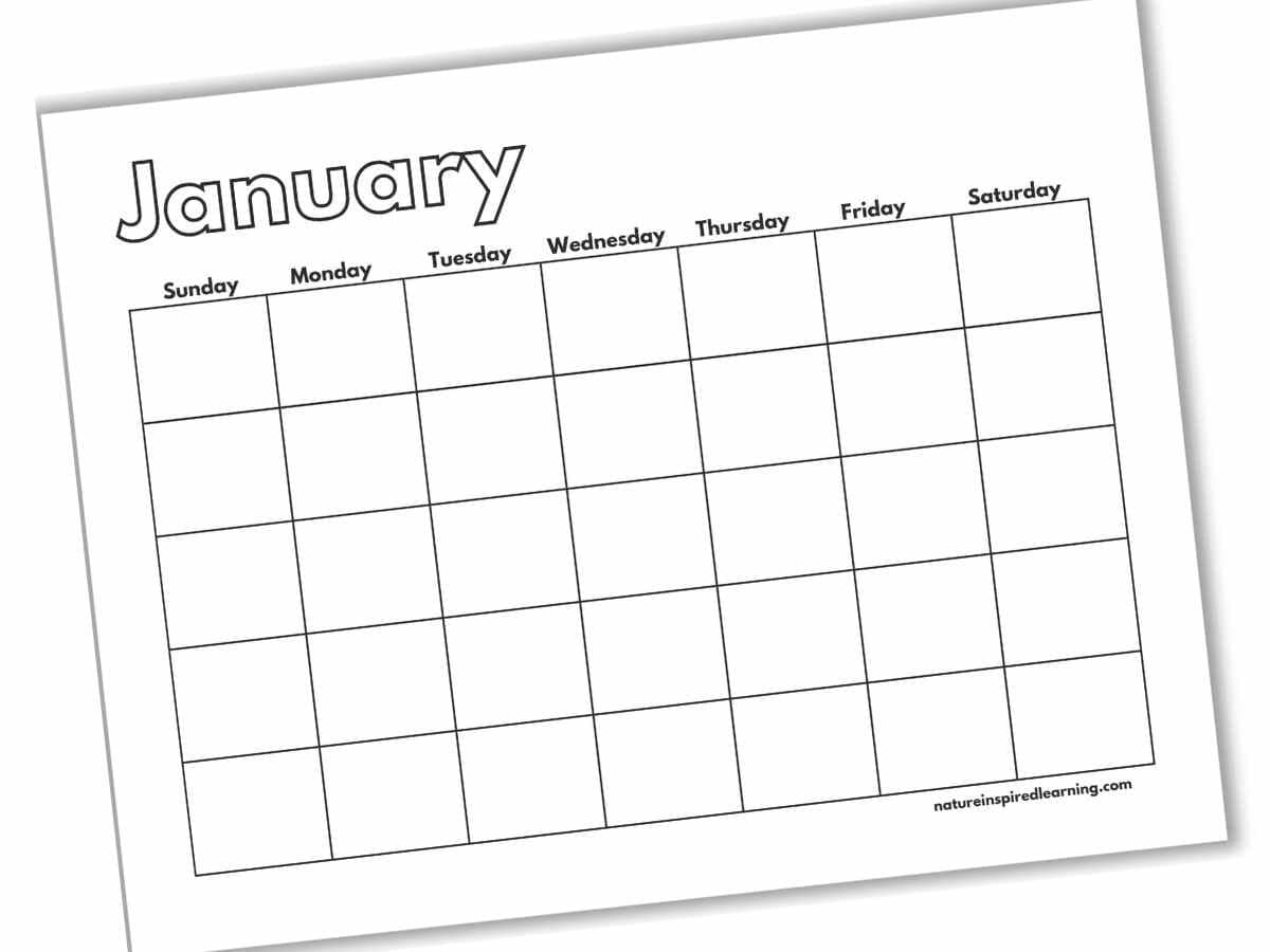 One Month Blank Calendar Printable
