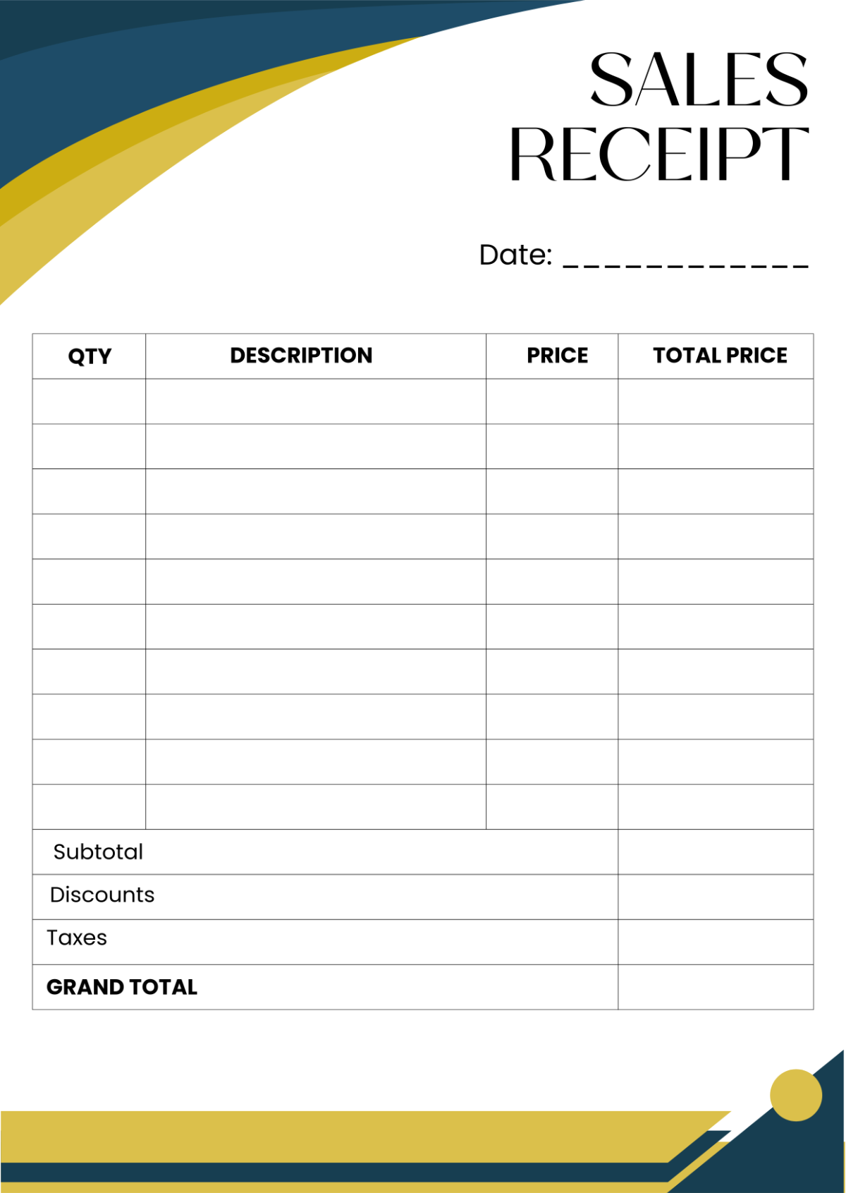 Free Printable Blank Receipt Template To Edit Online